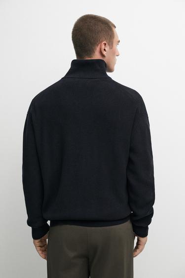 100% cotton ribbed knit cardigan — NAVY BLUE 5