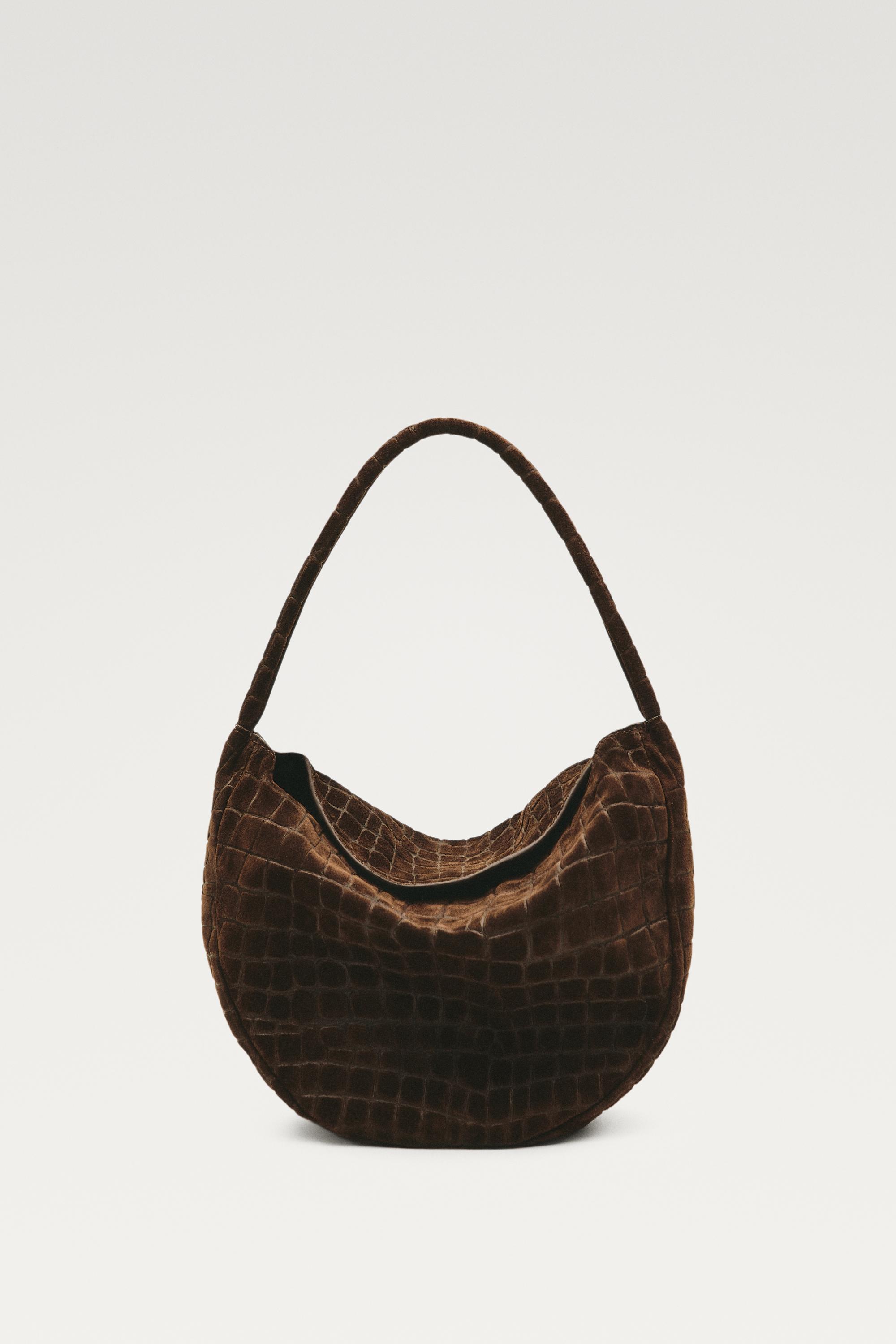 Split suede leather slouchy mini bag — LEATHER