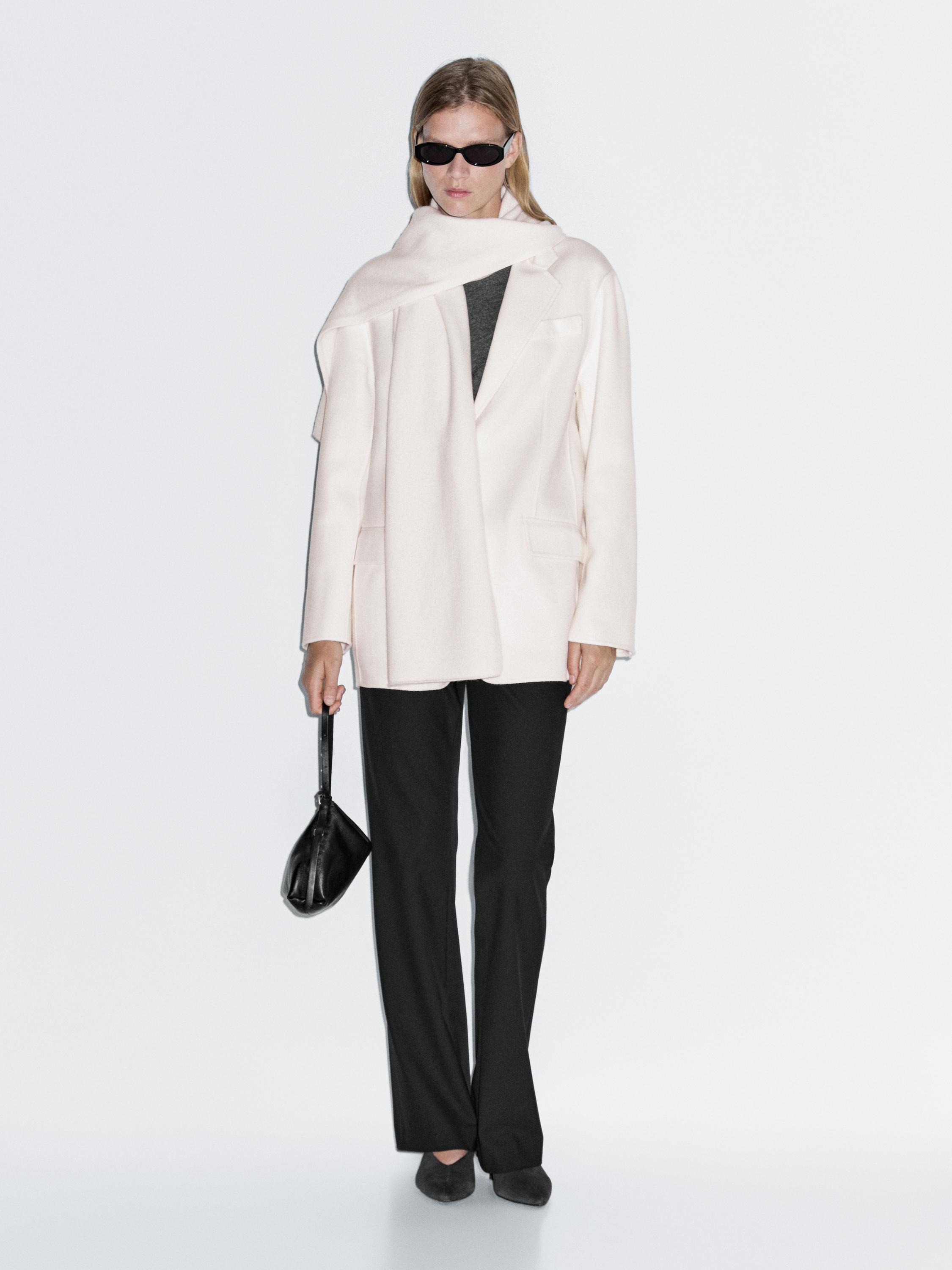 Wool blend blazer with scarf