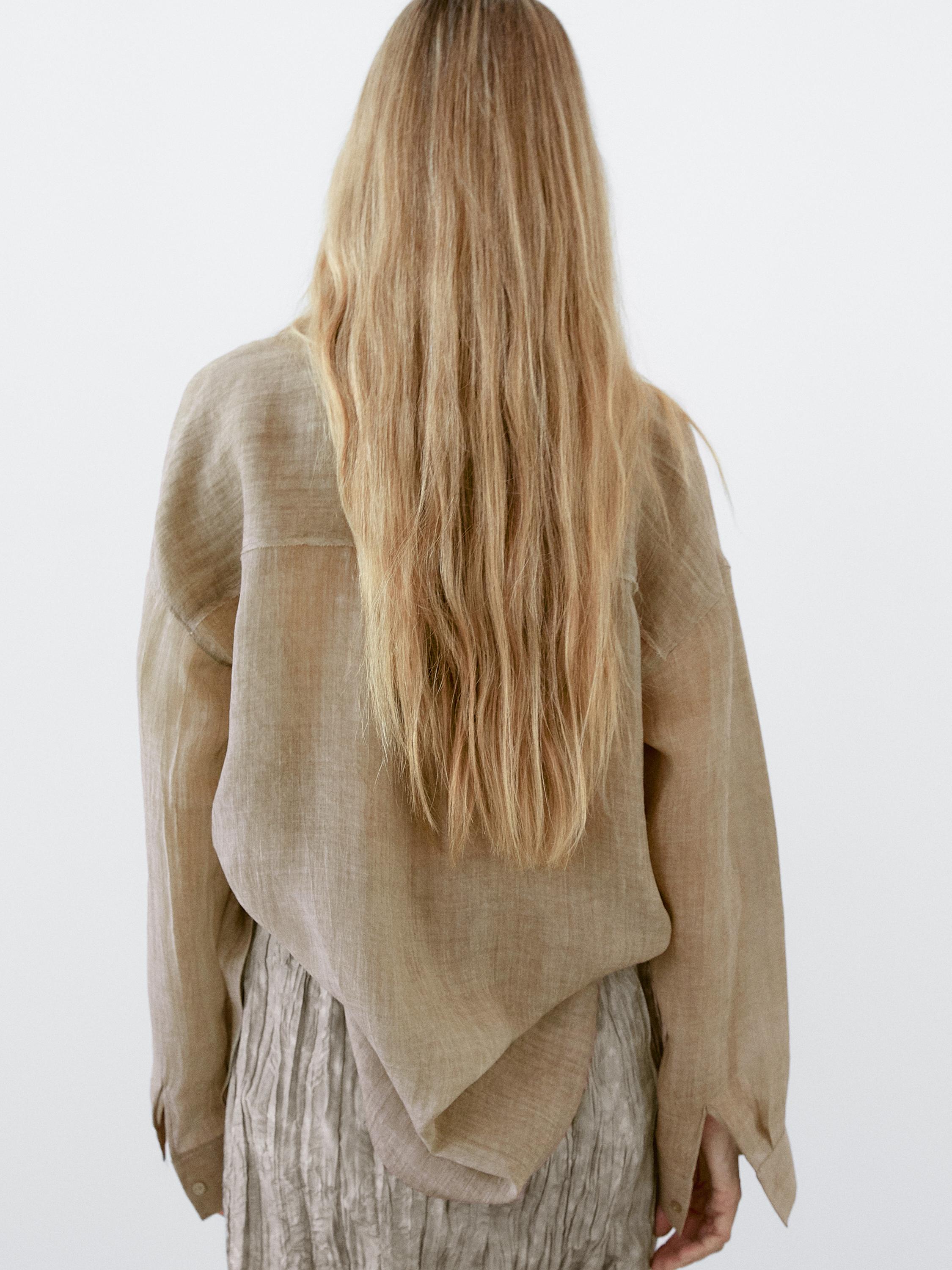 Flowing maltinto ramie blend shirt