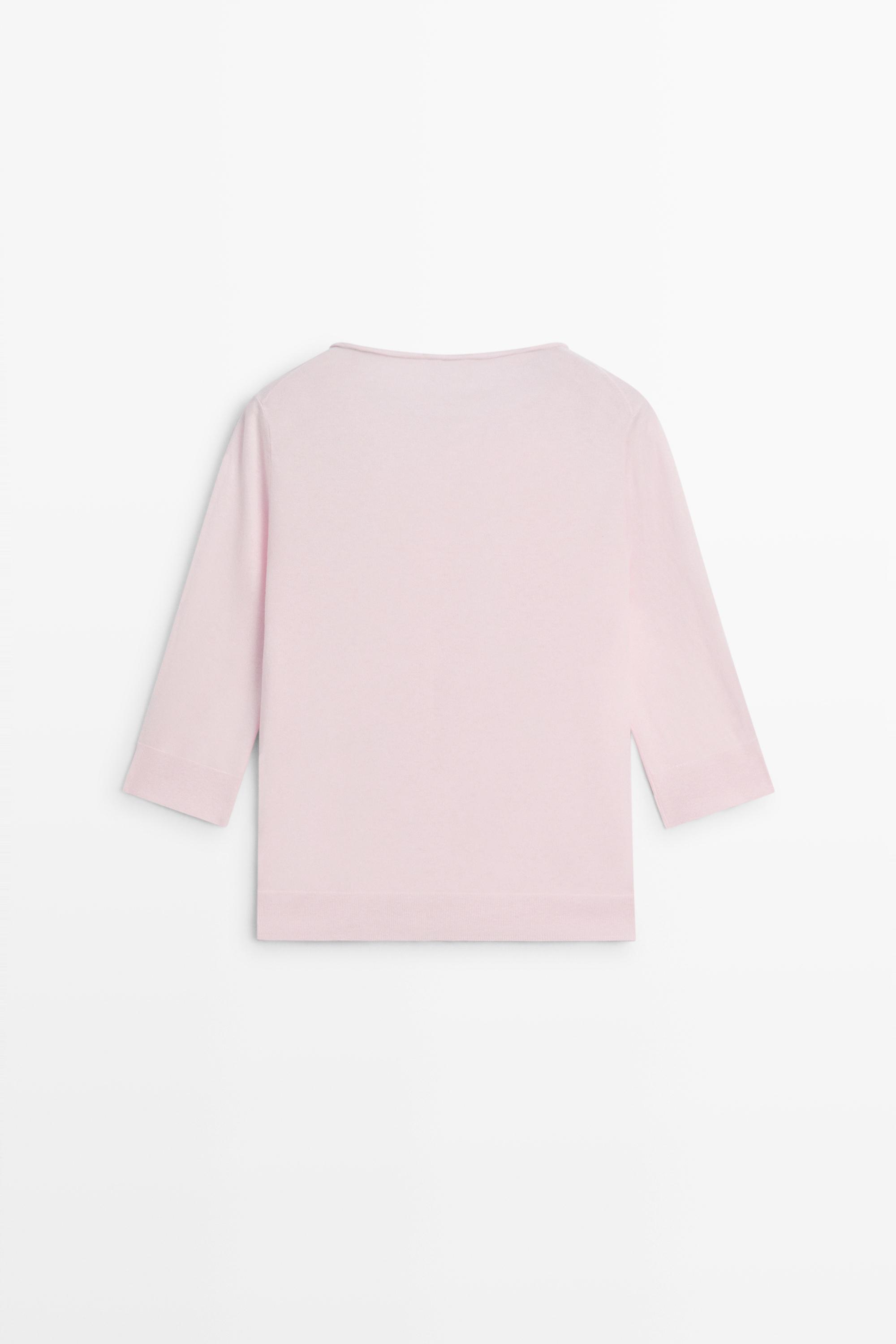 Cotton blend boat neck cardigan — PALE PINK