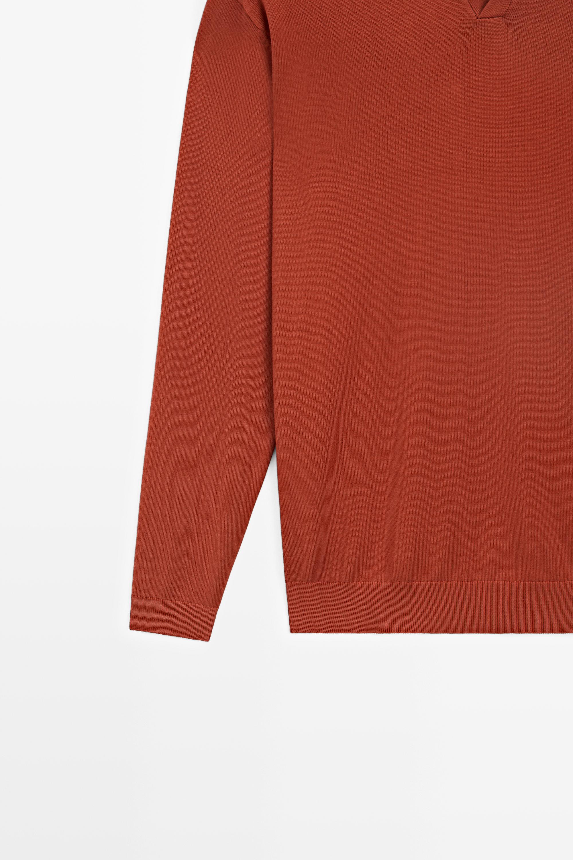 Polo collar knit sweater — TANGERINE