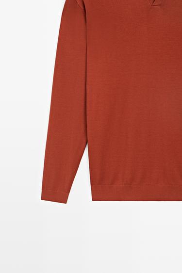 Polo collar knit sweater — TANGERINE 7