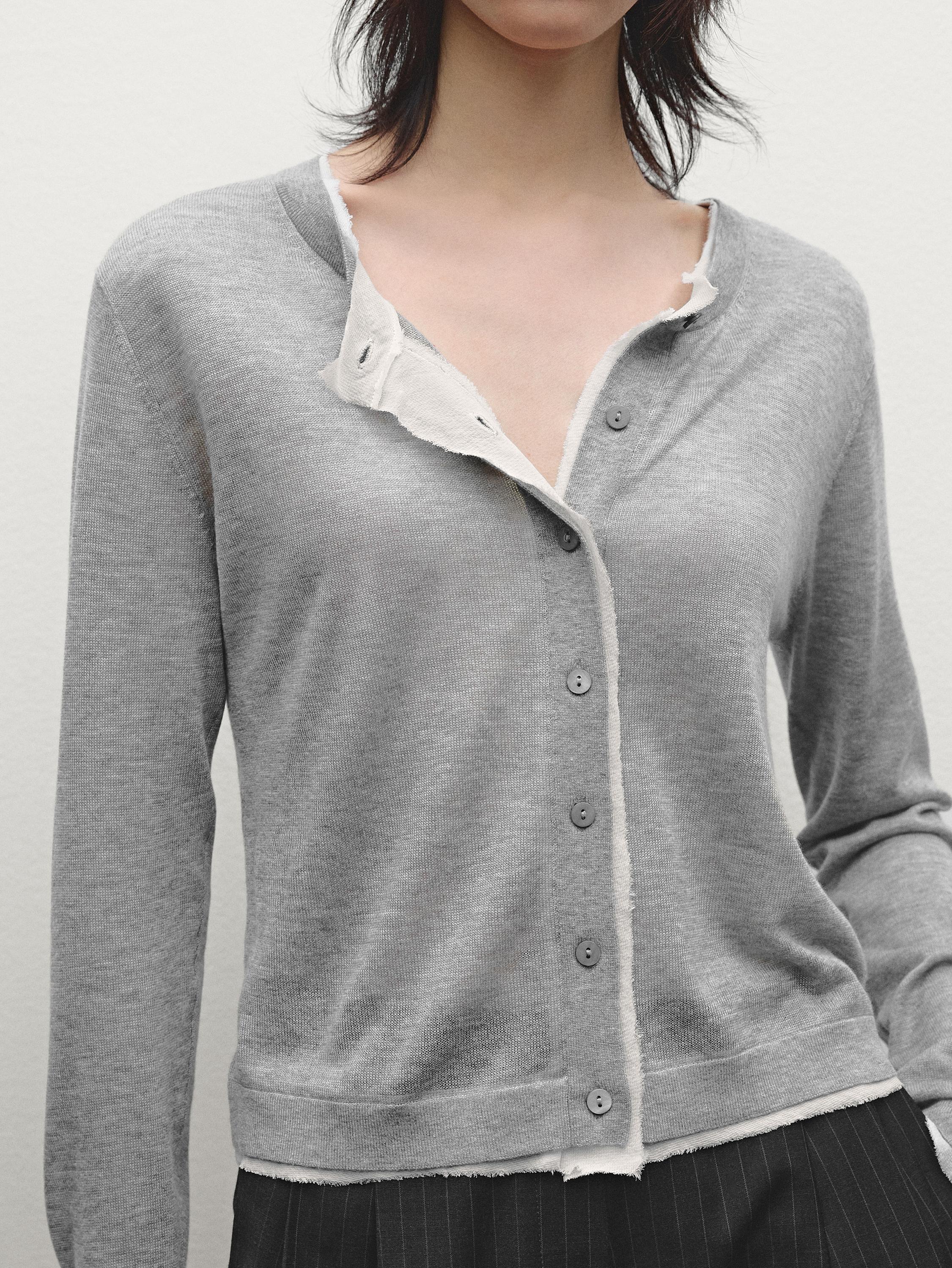 Lightweight cardigan with distressed detail
