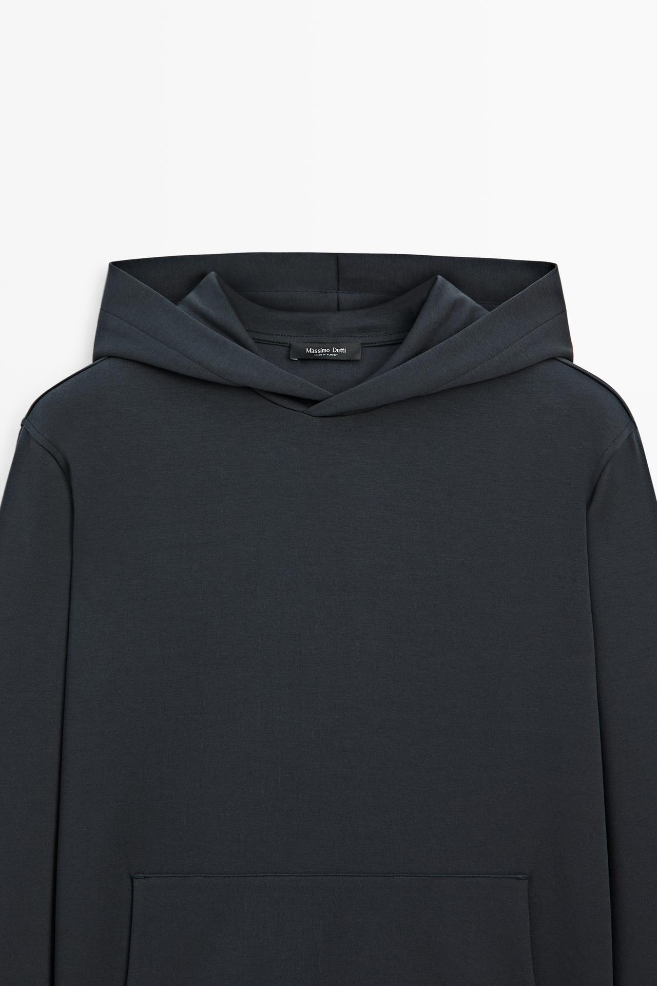 Suede sweatshirt with hood, total-look co-ord — NAVY BLUE