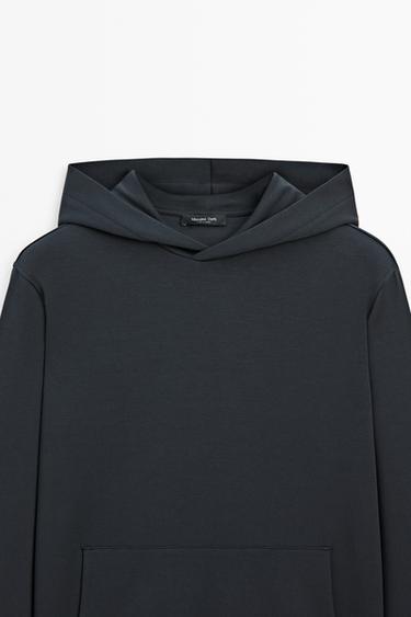 Suede sweatshirt with hood, total-look co-ord — NAVY BLUE 9