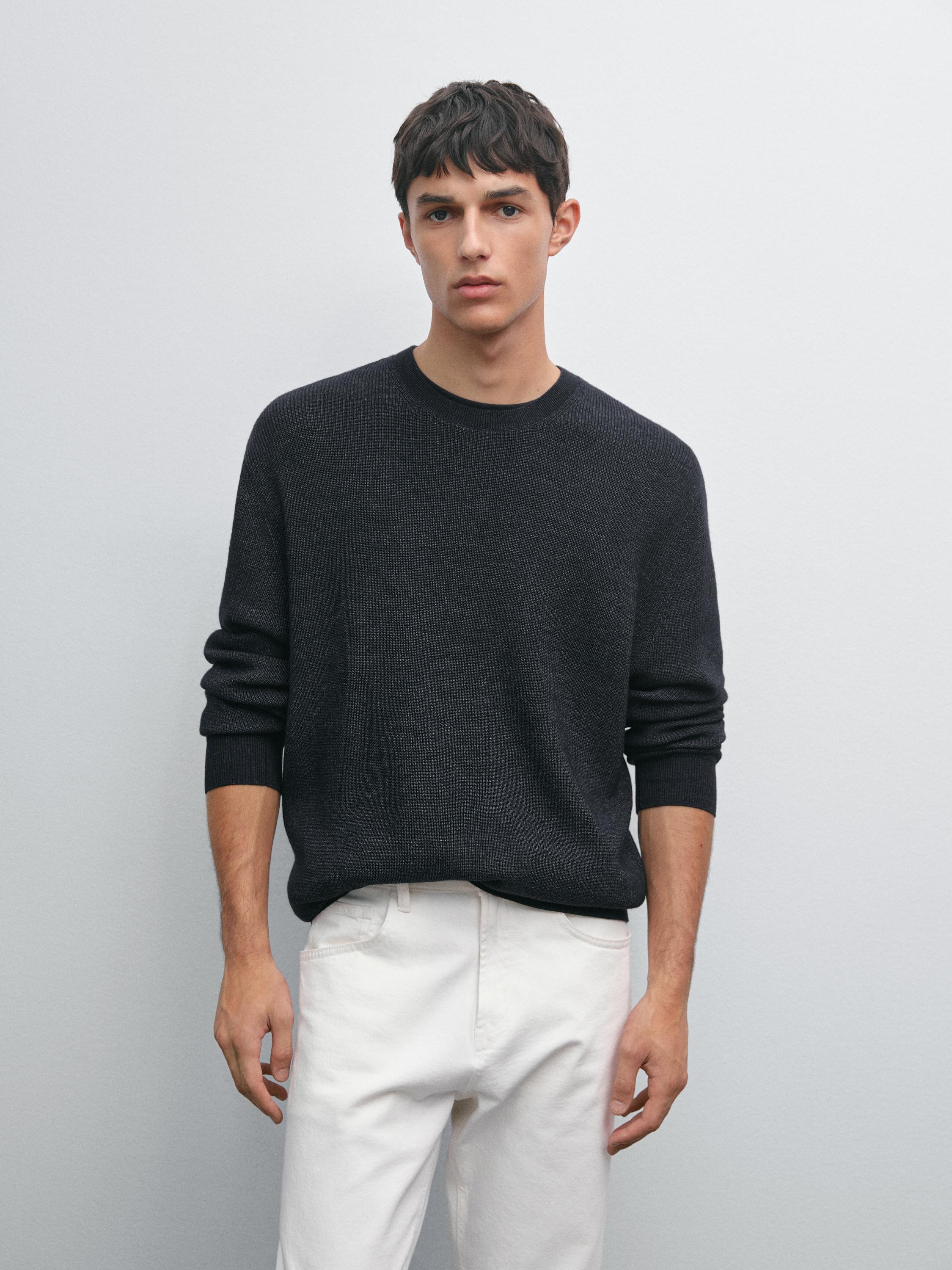 Dzianinowy sweter z efektem denimu