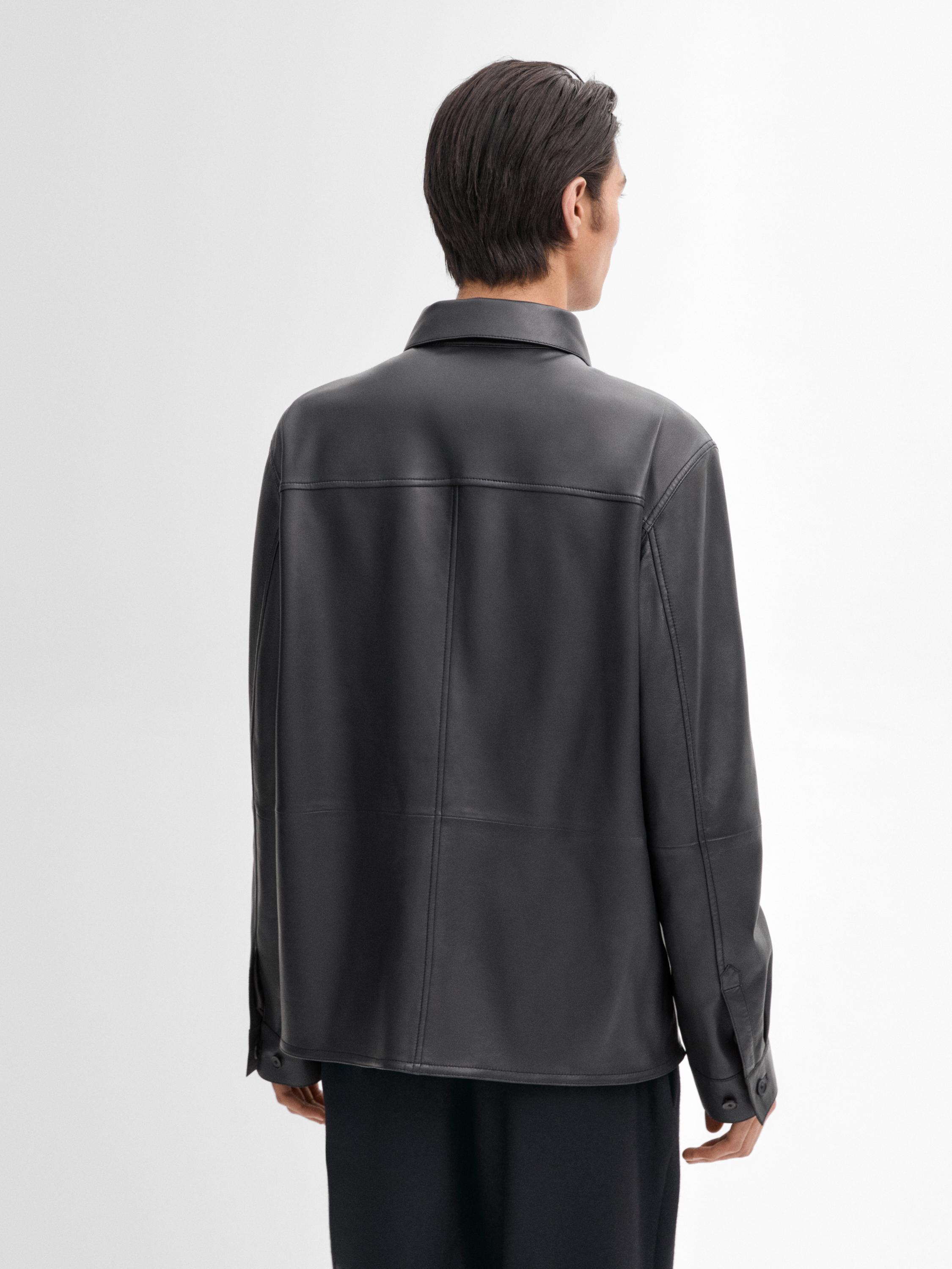 Nappa leather seamed shirt