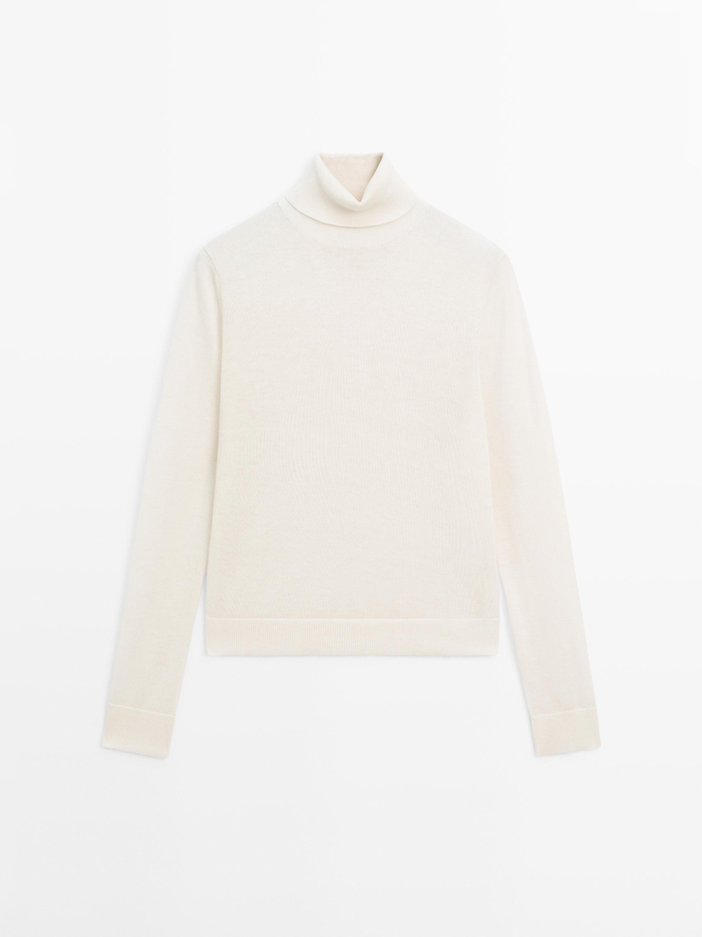 High neck wool blend sweater