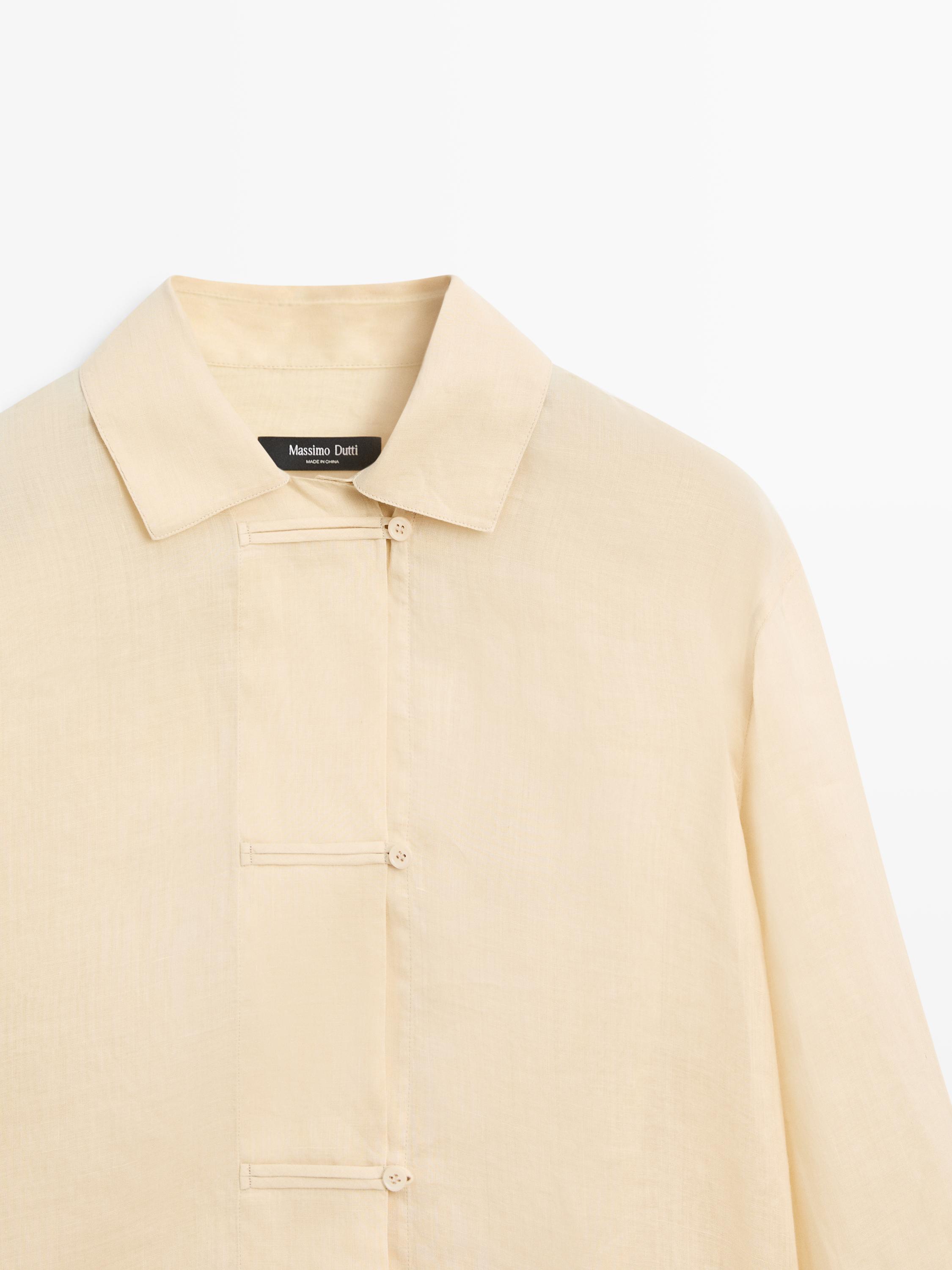 Flowing total look 100% ramie shirt — BEIGE