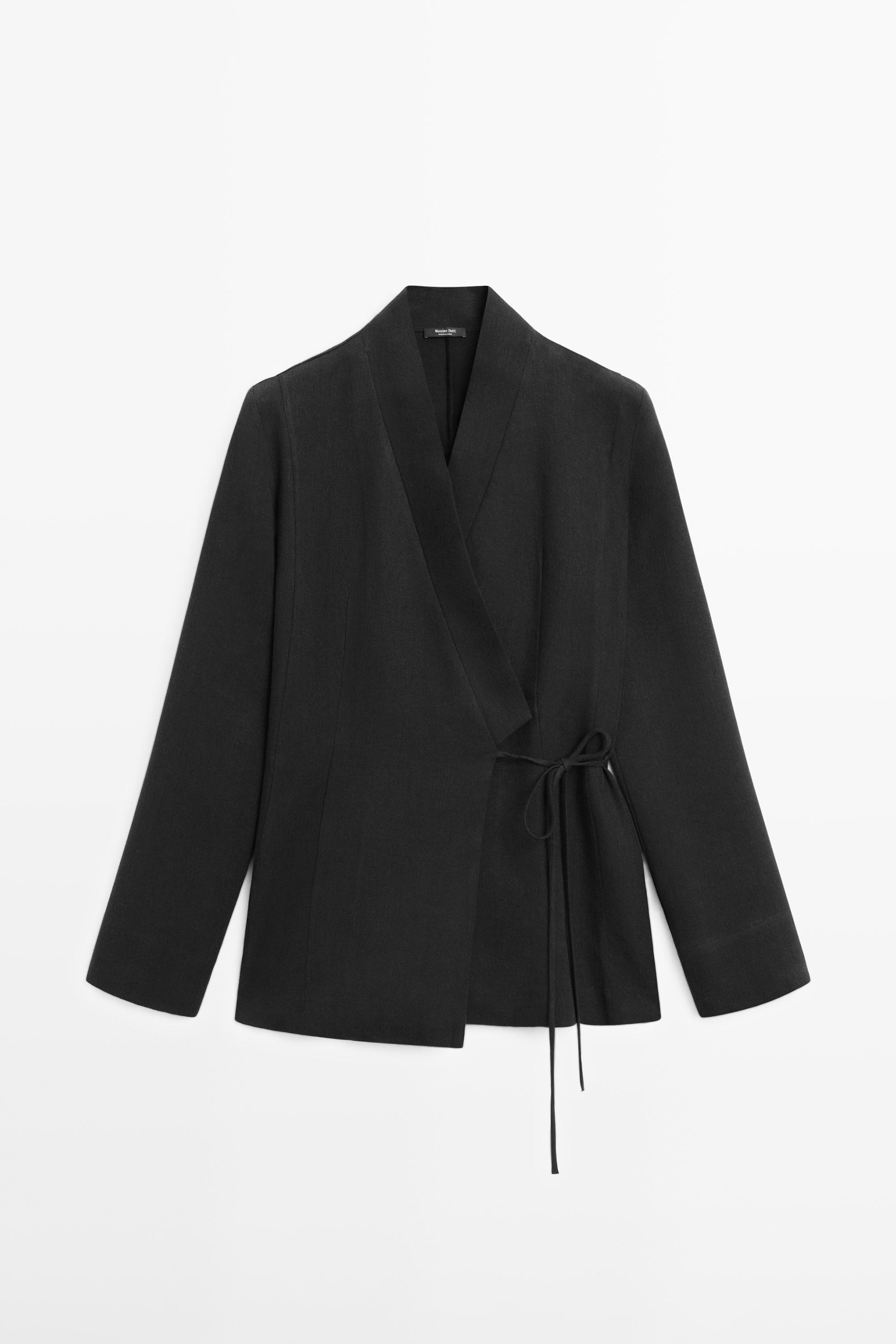 Ettersittende kimono i linblanding