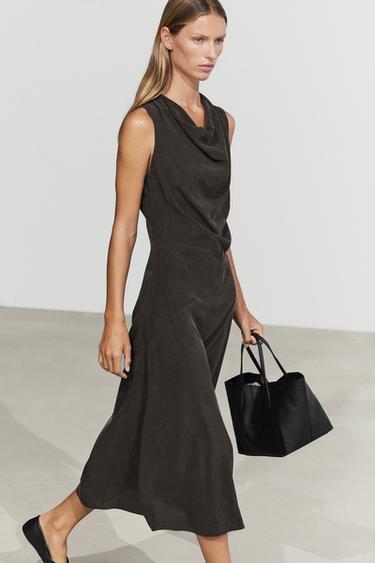 Draped detail midi dress — Chocolate 3
