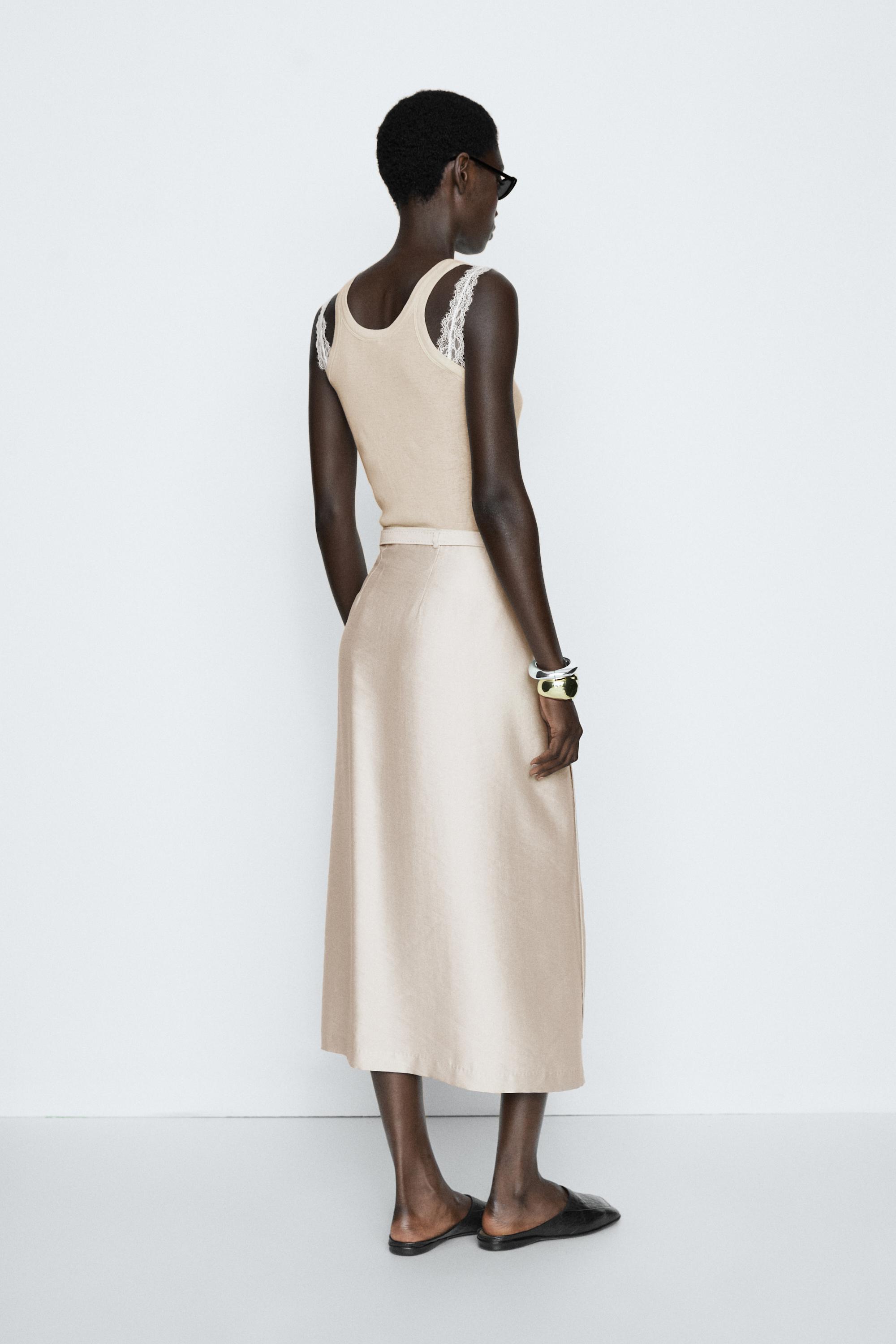 Double strap detail top - STUDIO — BEIGE