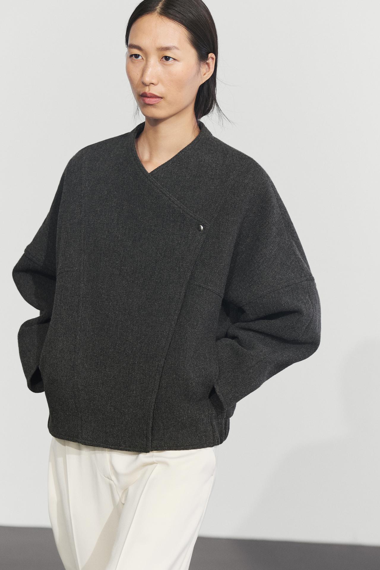 Wool blend bomber jacket — GREY