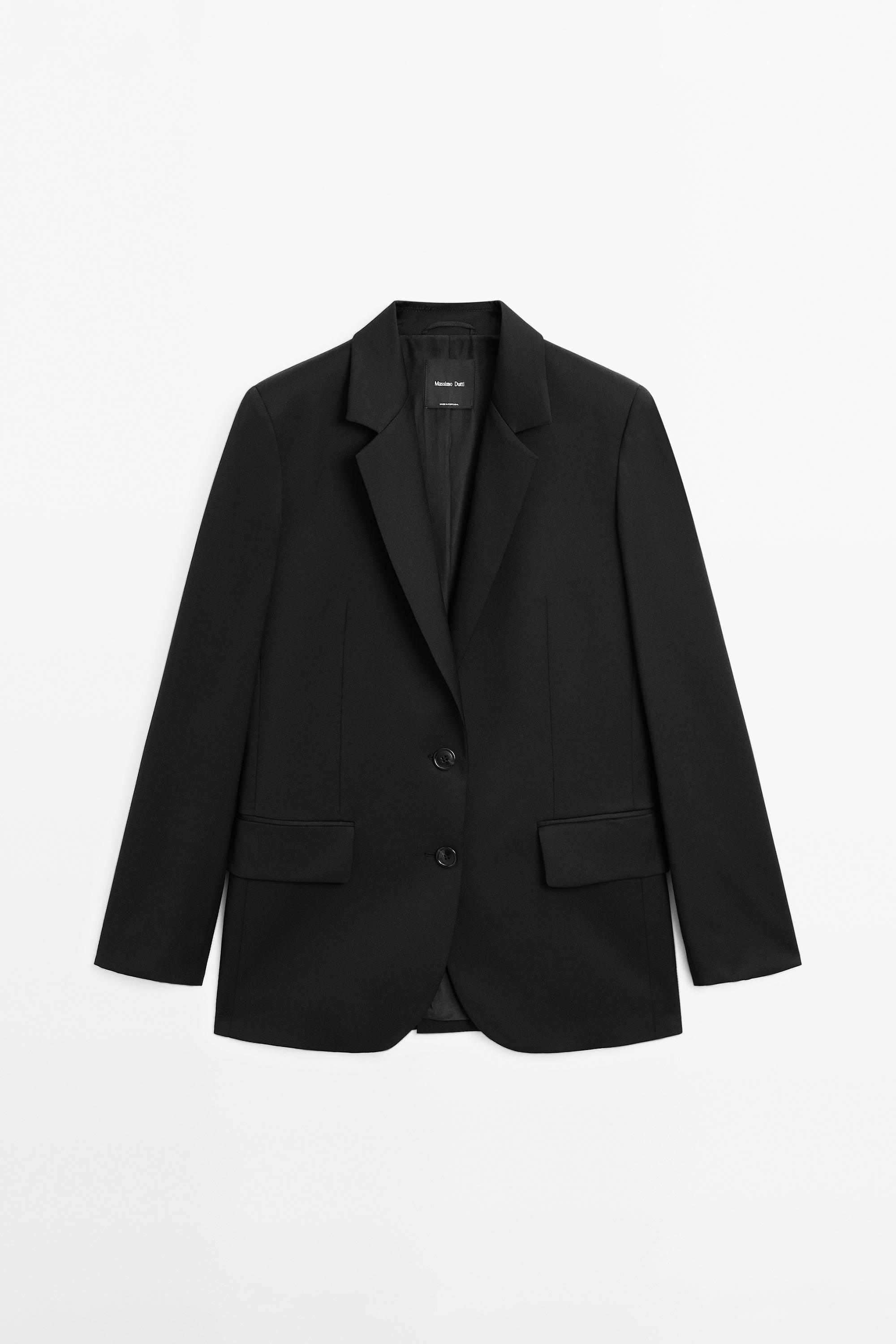 100% extra fine wool two-button blazer — BLACK