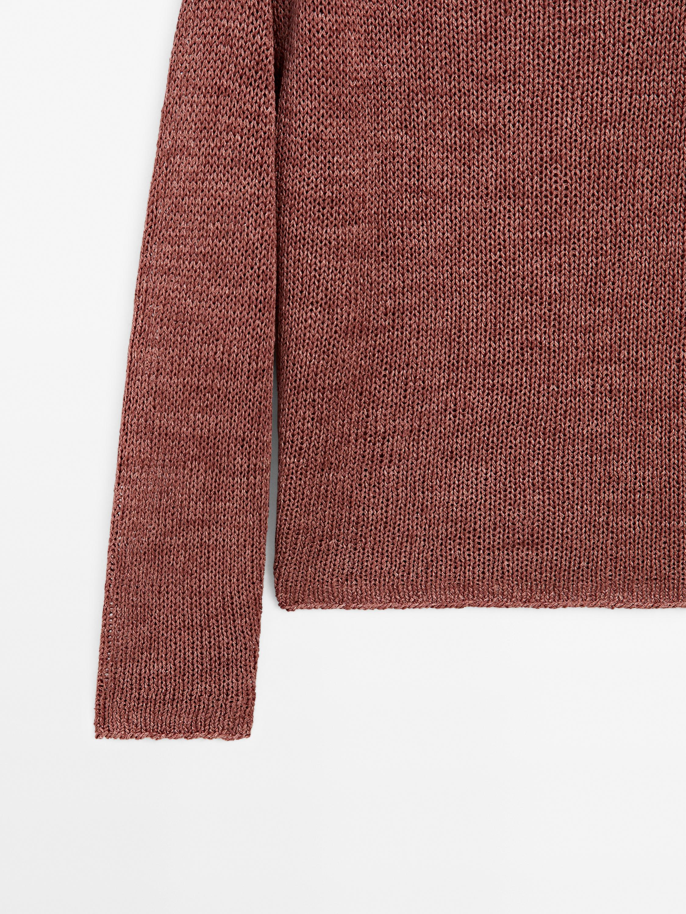 Linen boat neck knit sweater