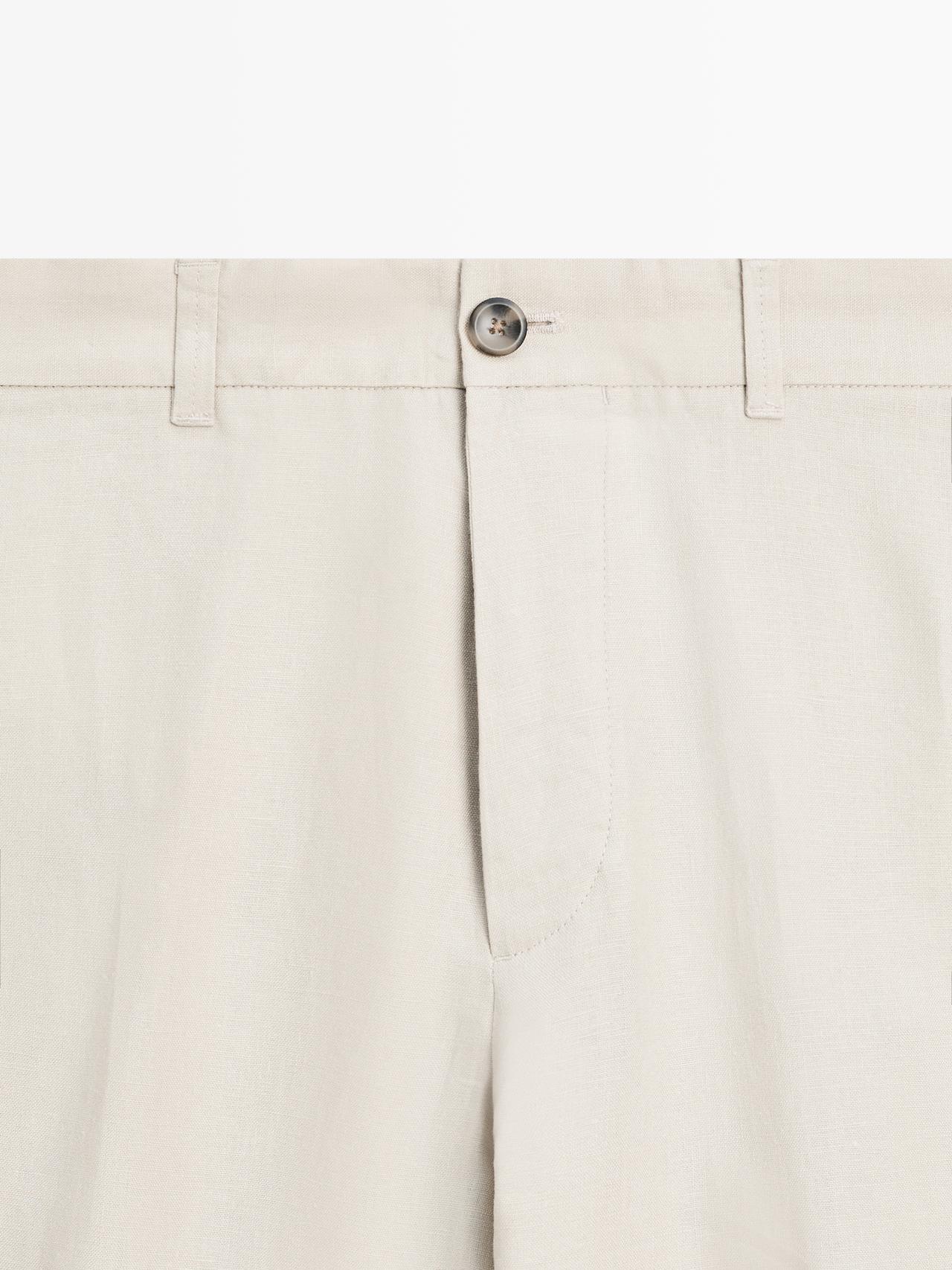 Tapered fit linen pants — BEIGE
