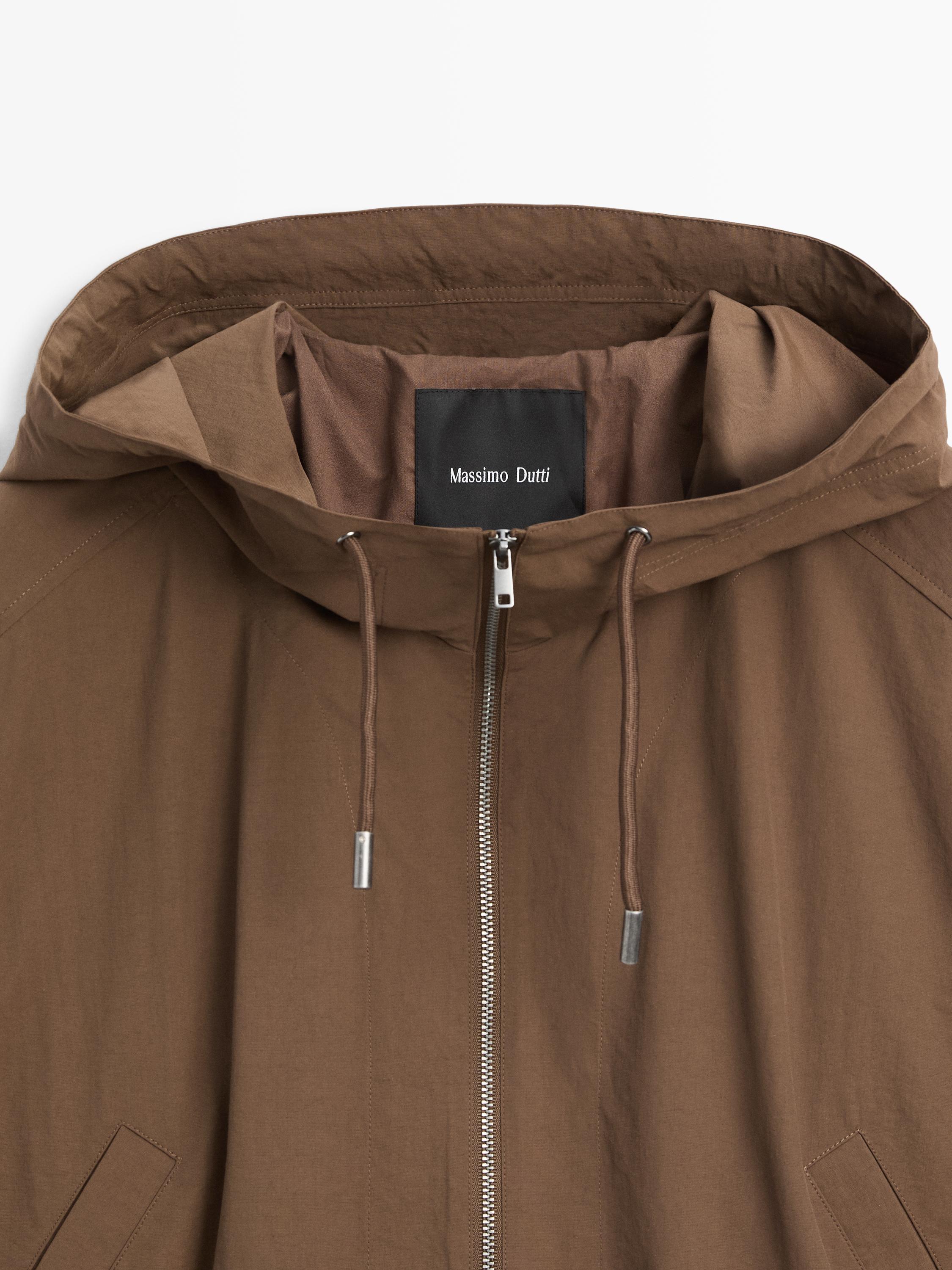 Long technical fabric parka — BROWN