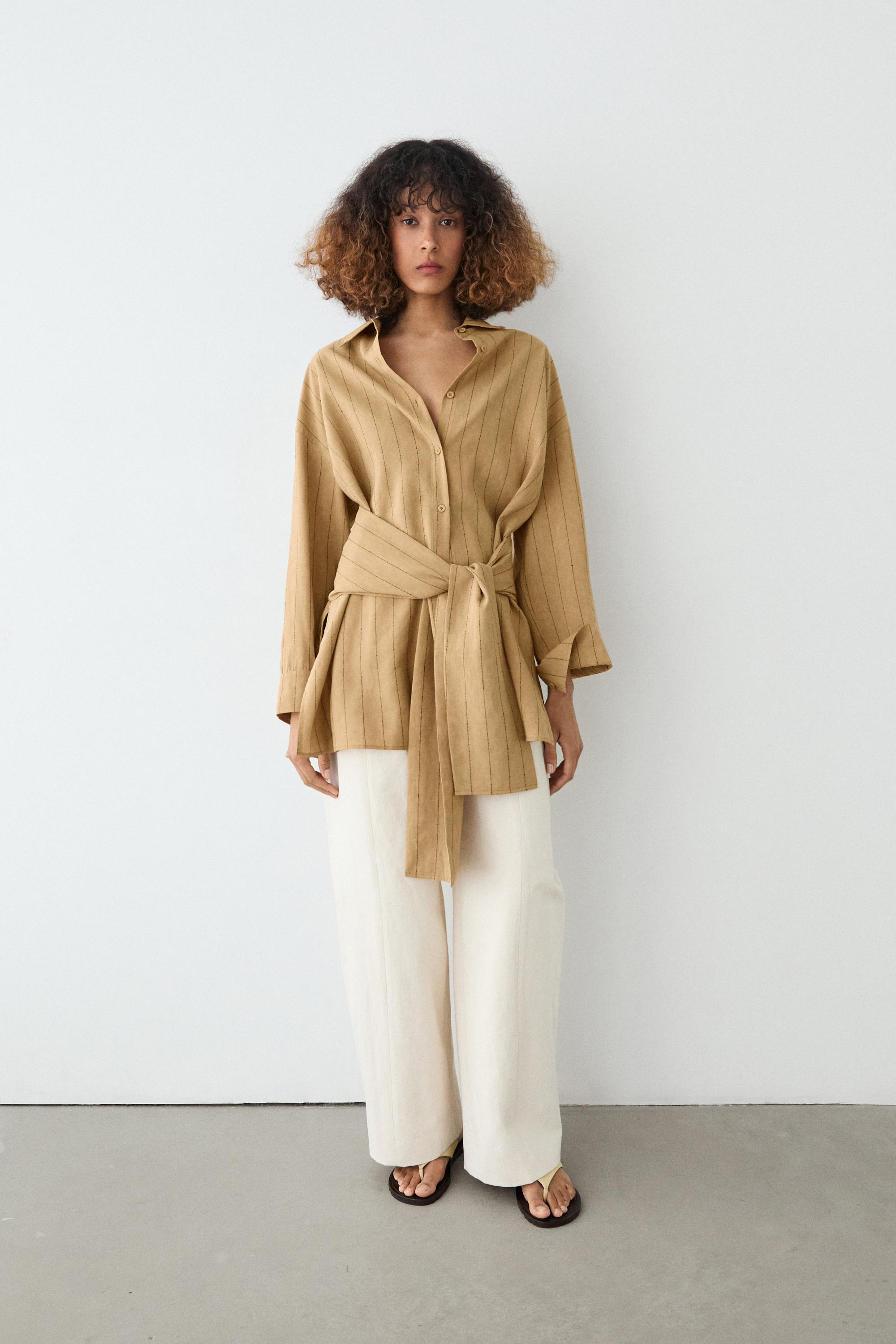 Linen barrel fit pants — Off white