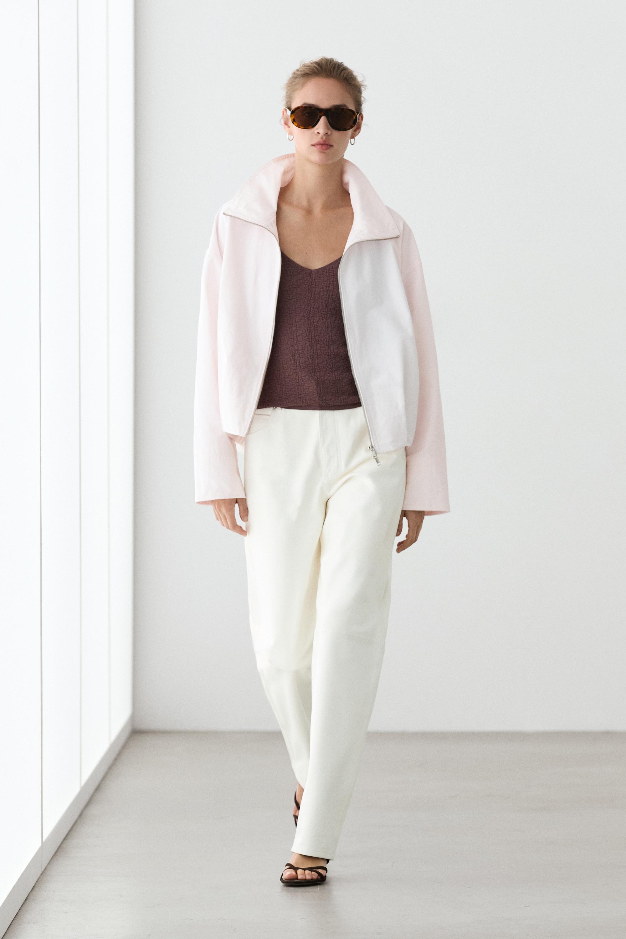 High-neck bomber jacket — ROSE PINK
