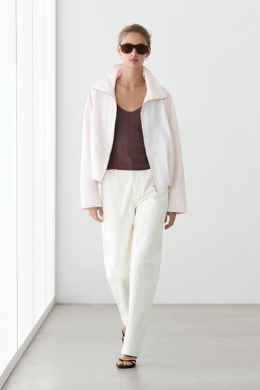 High-neck bomber jacket — ROSE PINK 1