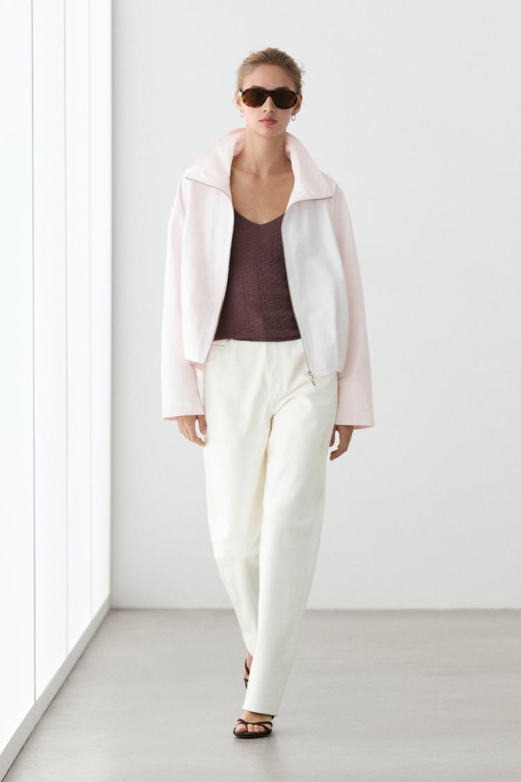 High-neck bomber jacket — ROSE PINK