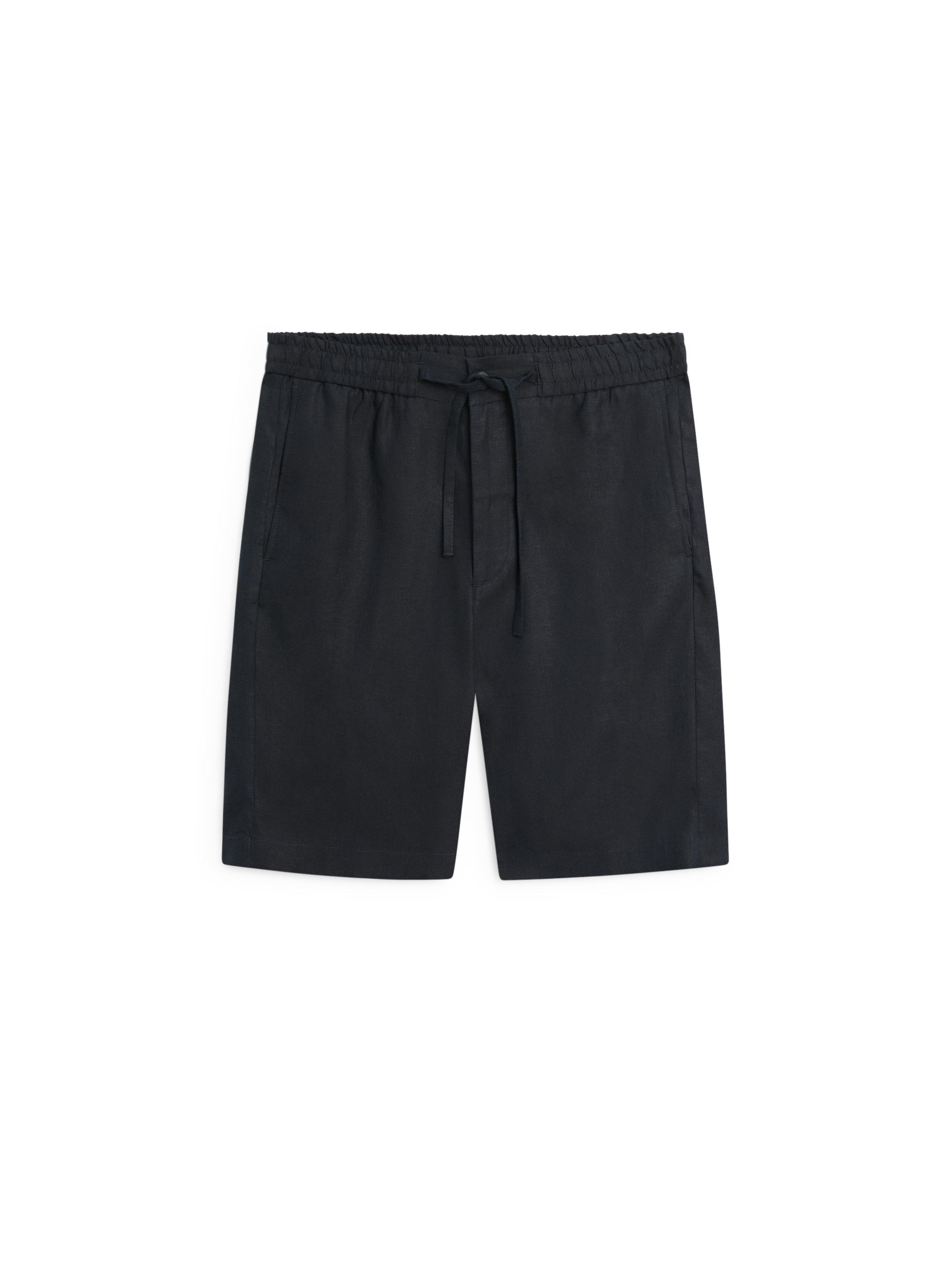 100% linen short Bermuda shorts — NAVY BLUE