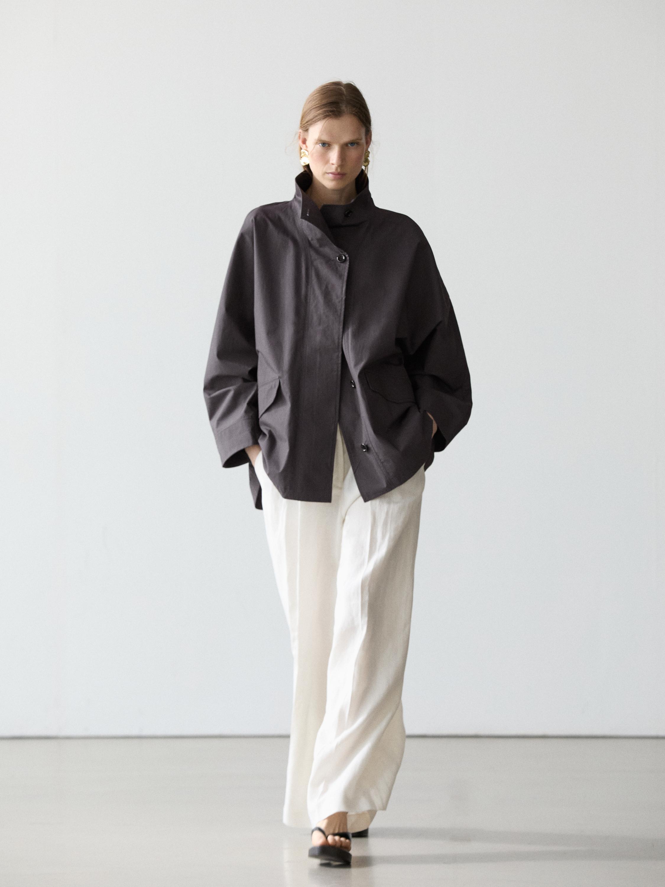 Short cotton cape jacket — DARK BLUE