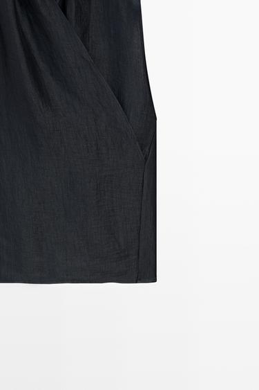 Linen blend sleeveless crossover top — NAVY BLUE 7