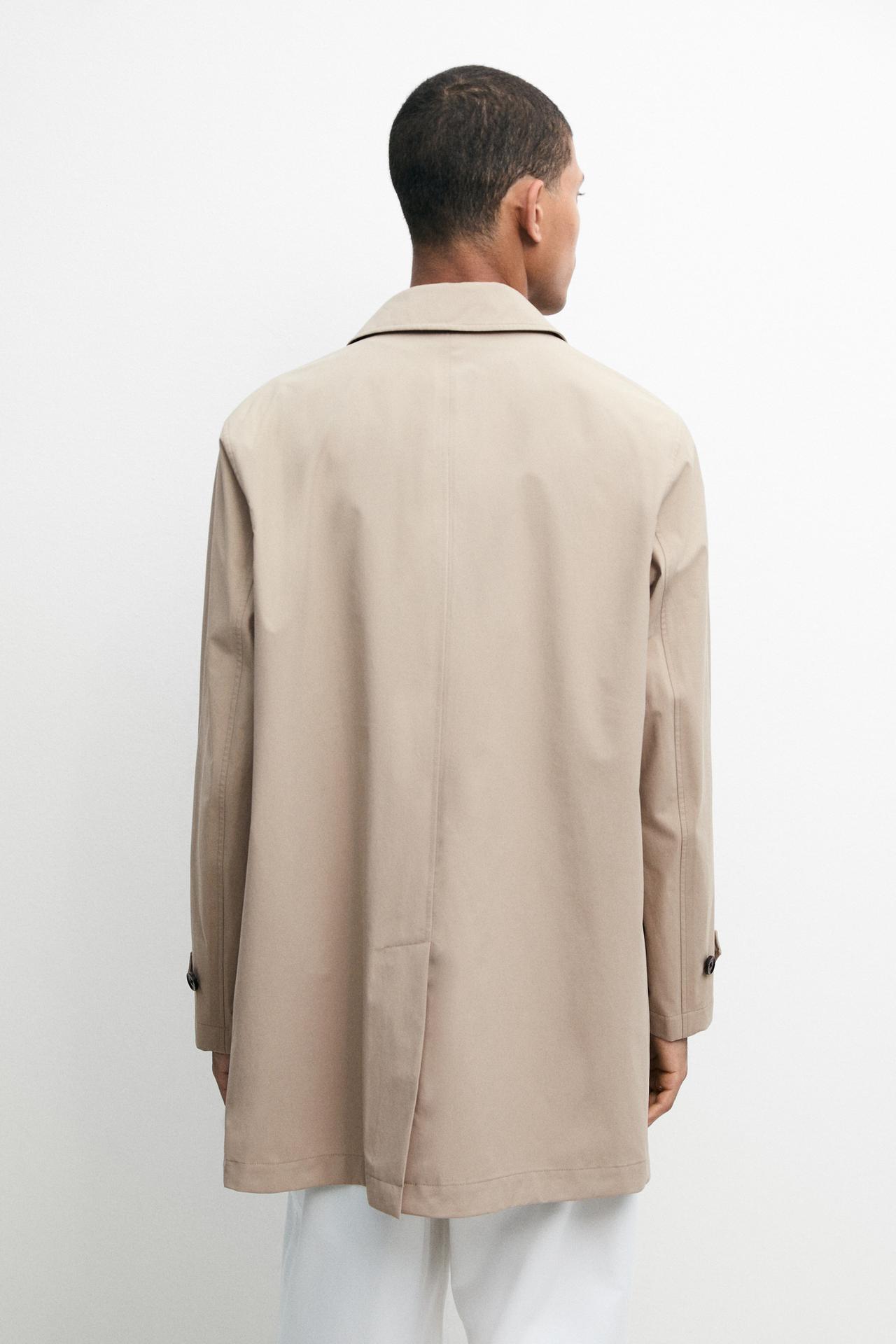 Lightweight long trench coat — PALE SAND