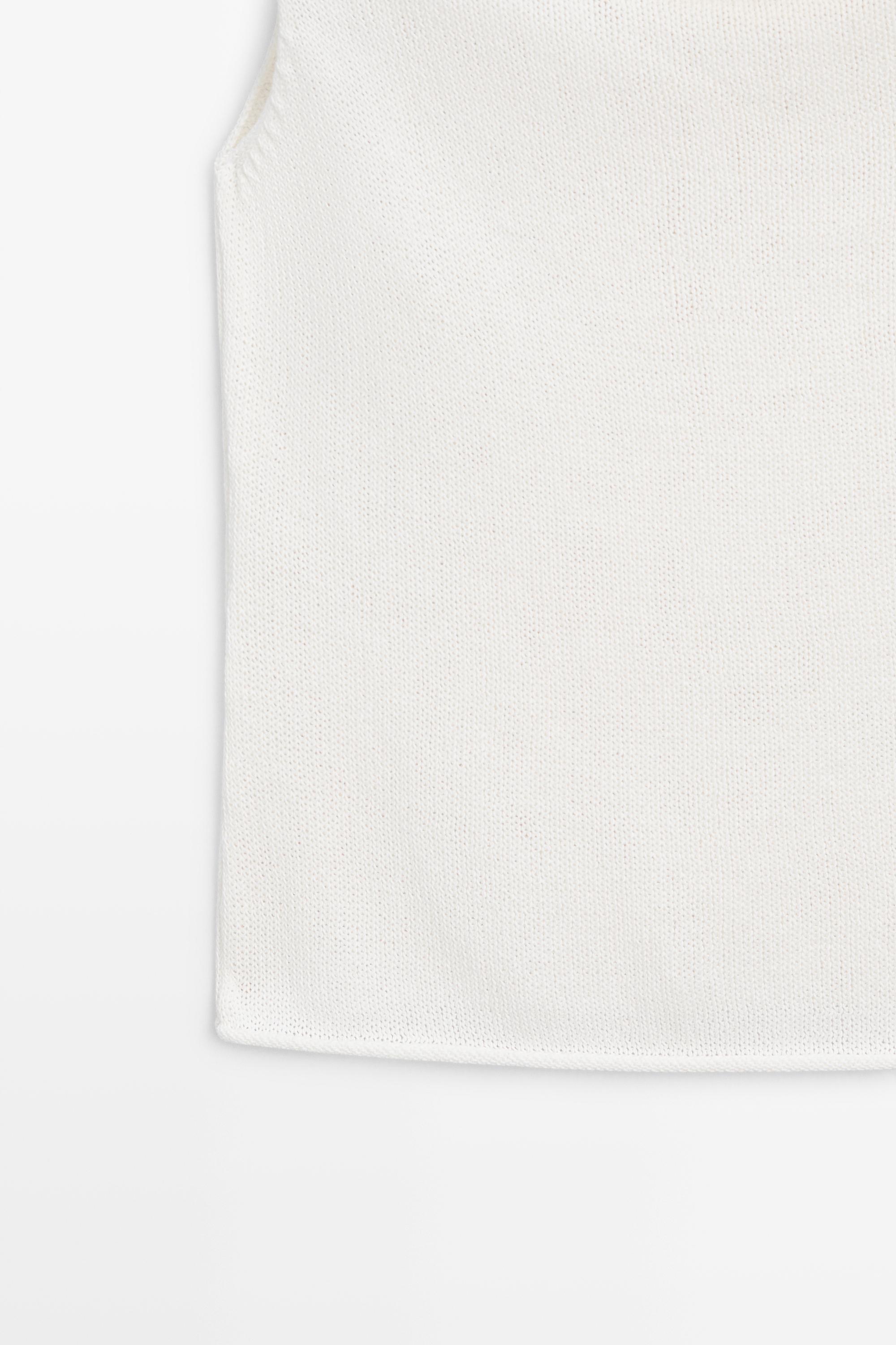 Ribbed knit bandeau top — CREAM