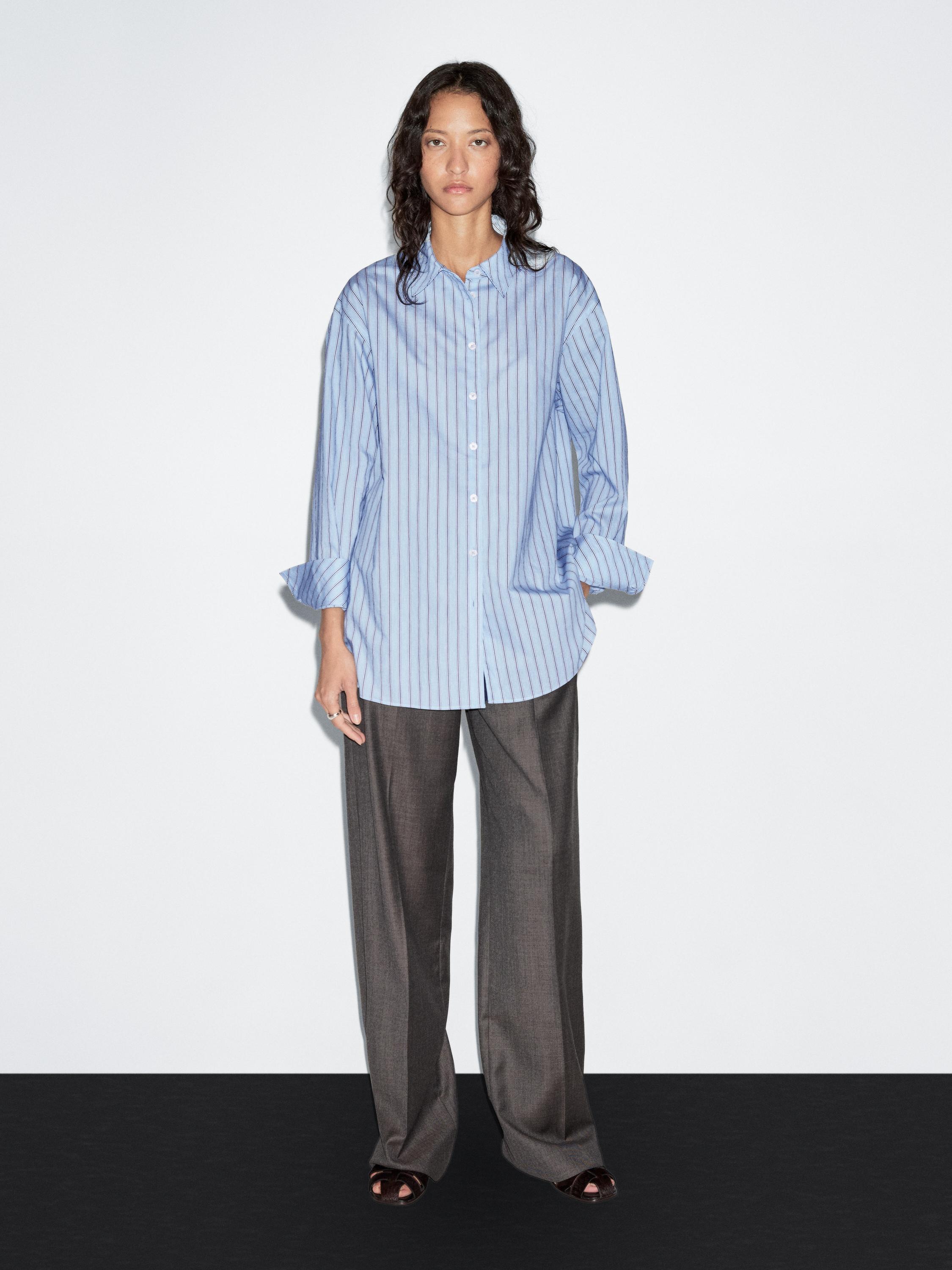 Striped cotton blend shirt