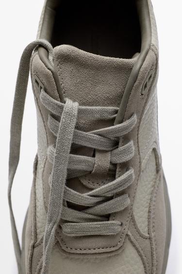 Mixed leather panel sneaker — WHITE 5