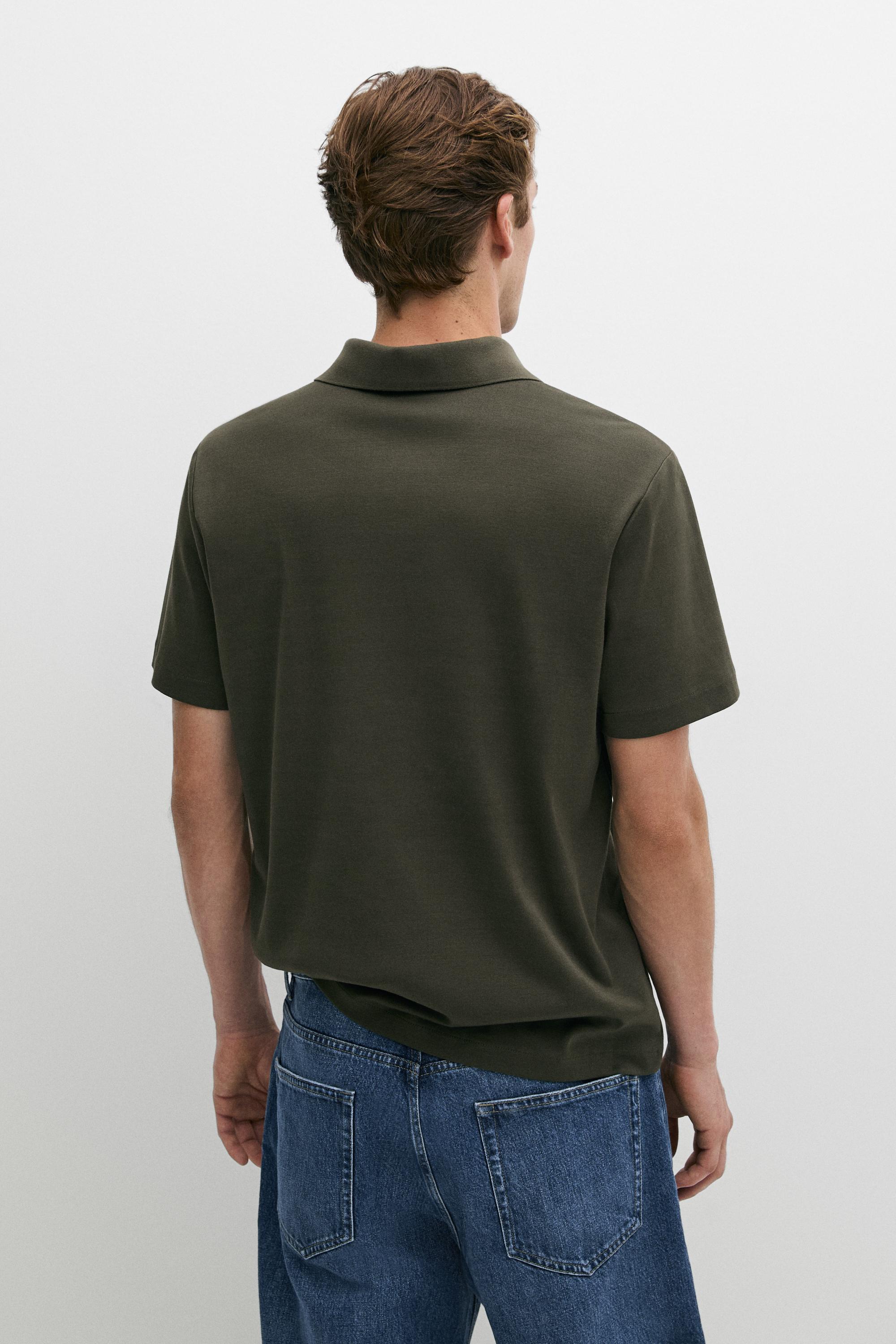 Short sleeve V-neck polo shirt — DARK GREEN