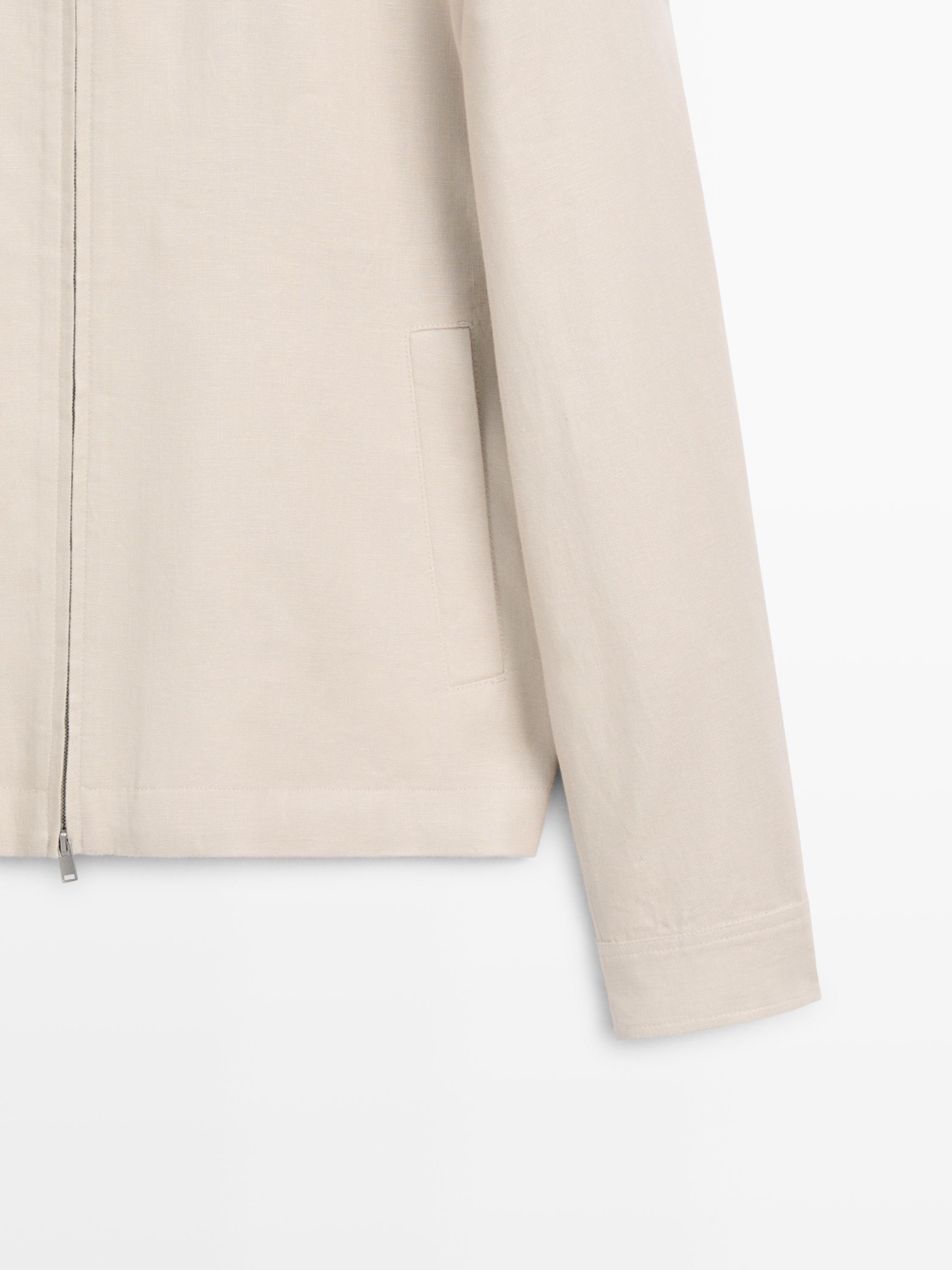 100% linen total look bomber jacket — BEIGE