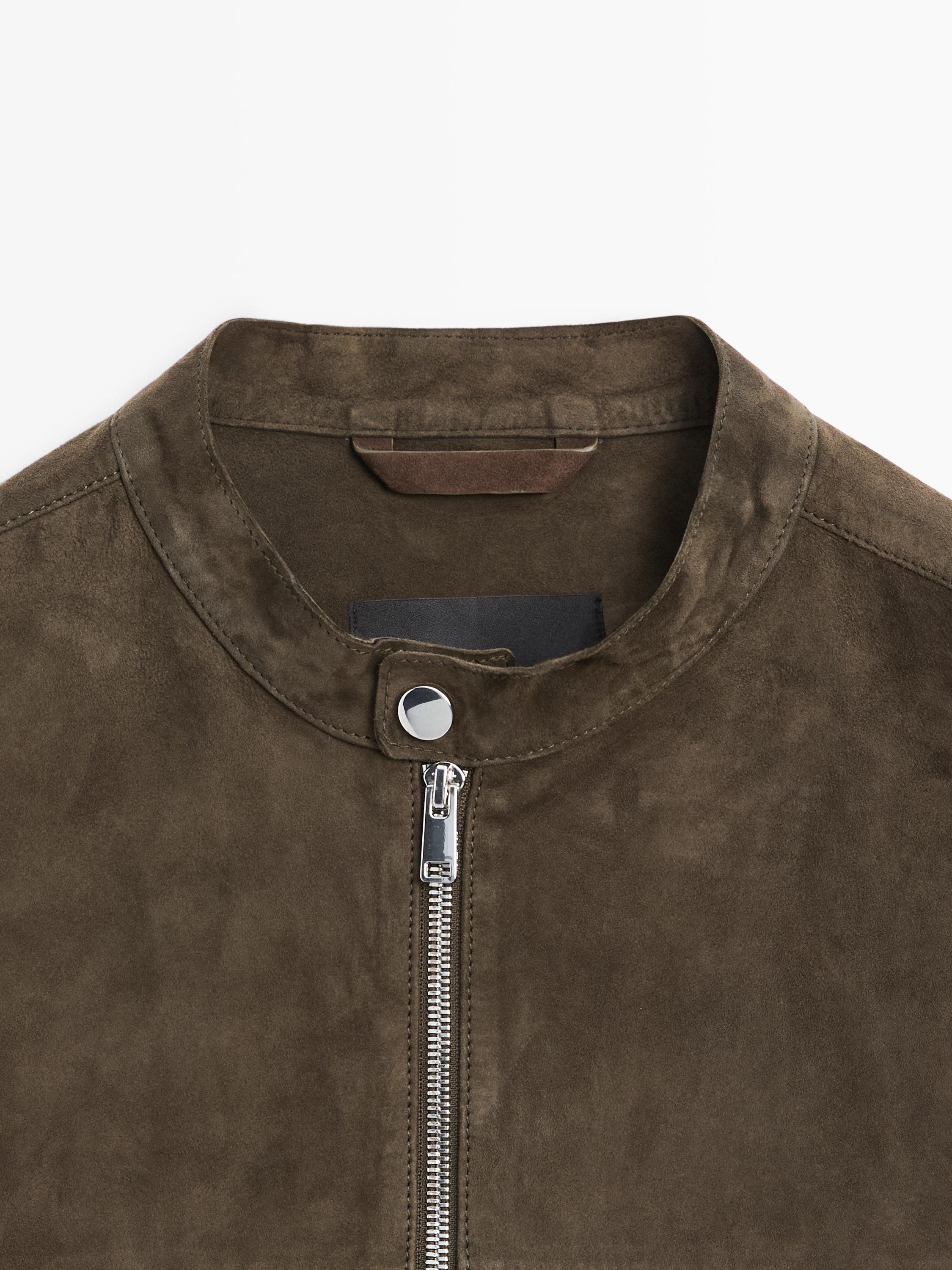 Suede leather jacket — KHAKI