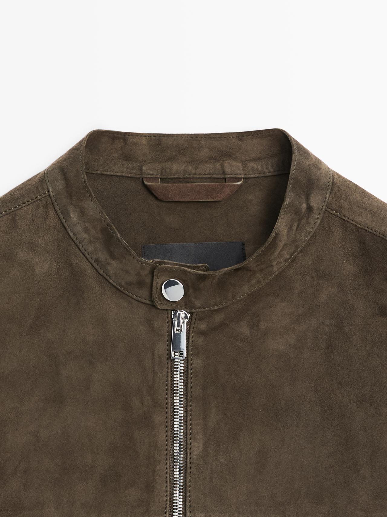 Suede leather jacket — KHAKI