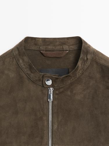 Suede leather jacket — KHAKI 4