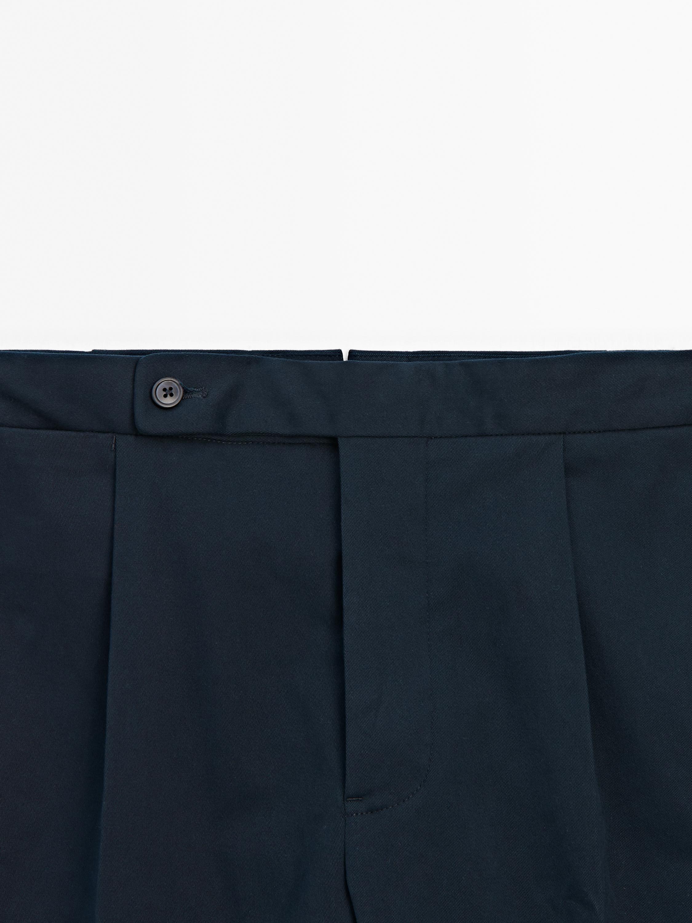 Cotton blend regular fit trousers