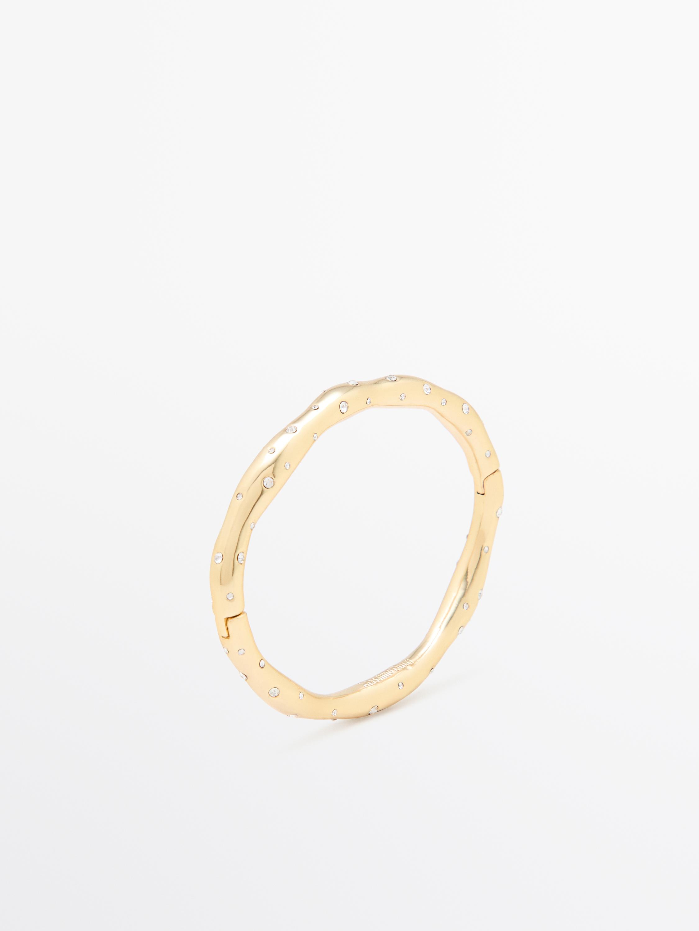 Textured rhinestone bracelet · Golden · Accessories