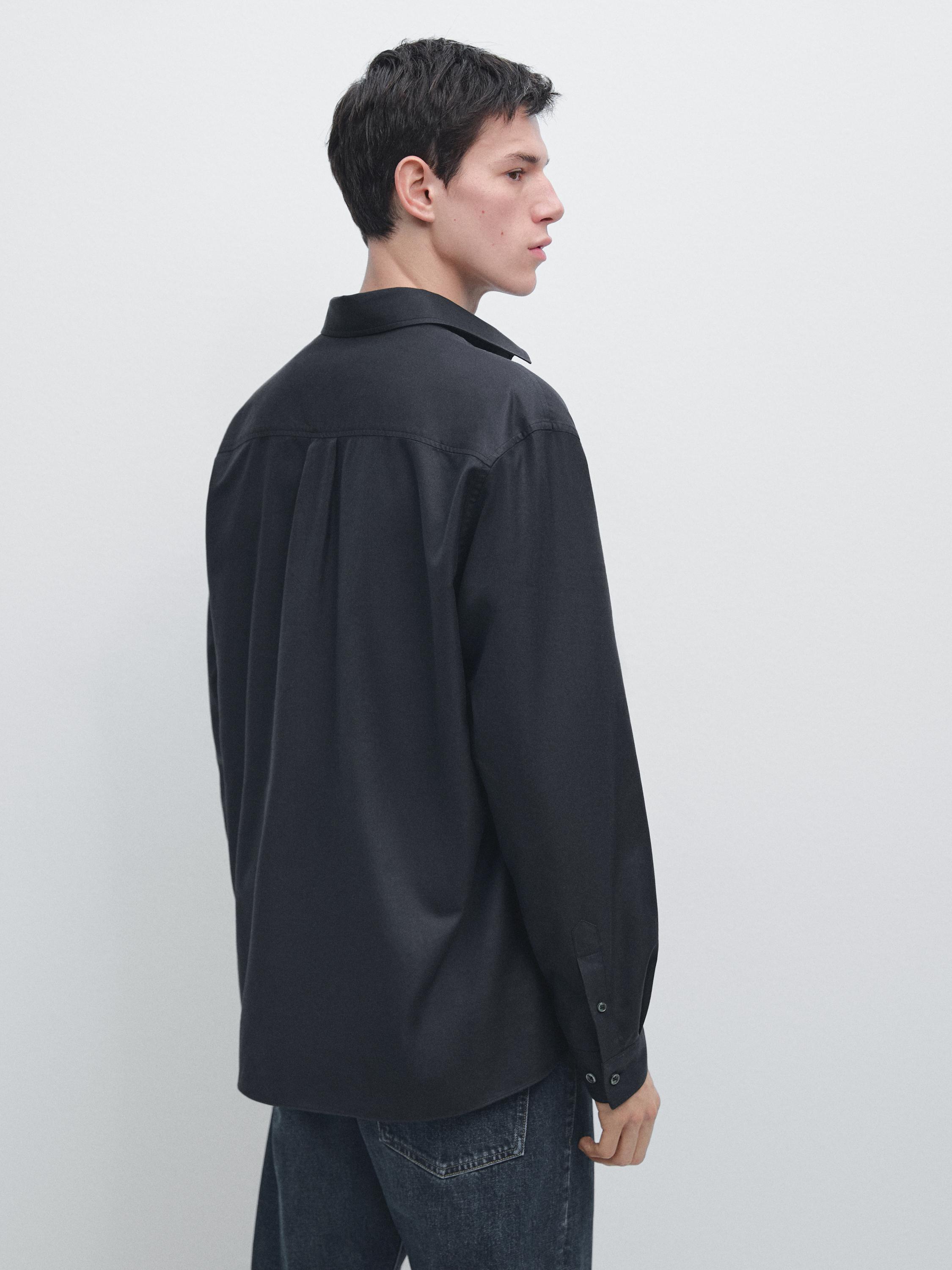 Cotton shirt with pockets — NAVY BLUE