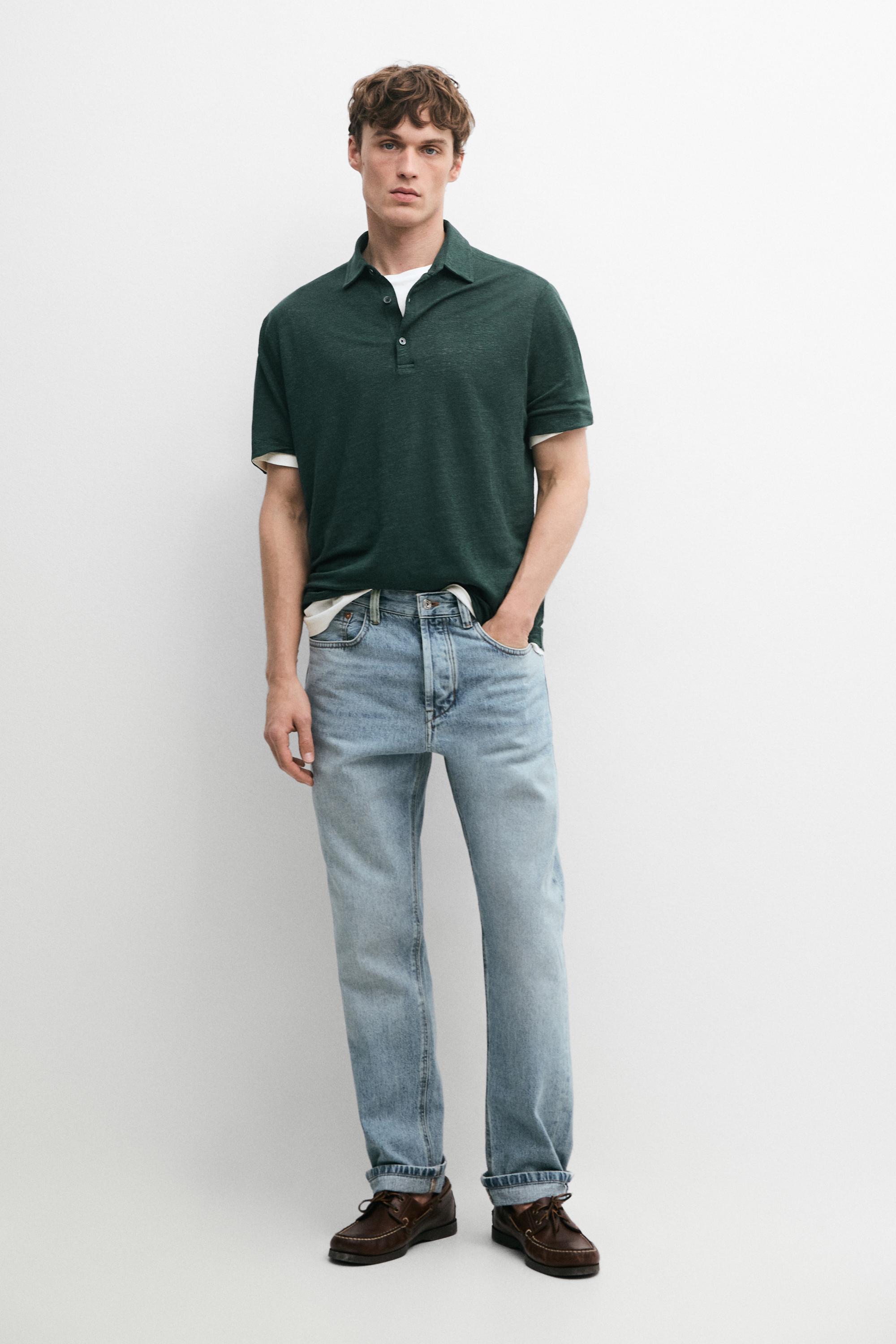 100% linen short sleeve polo shirt