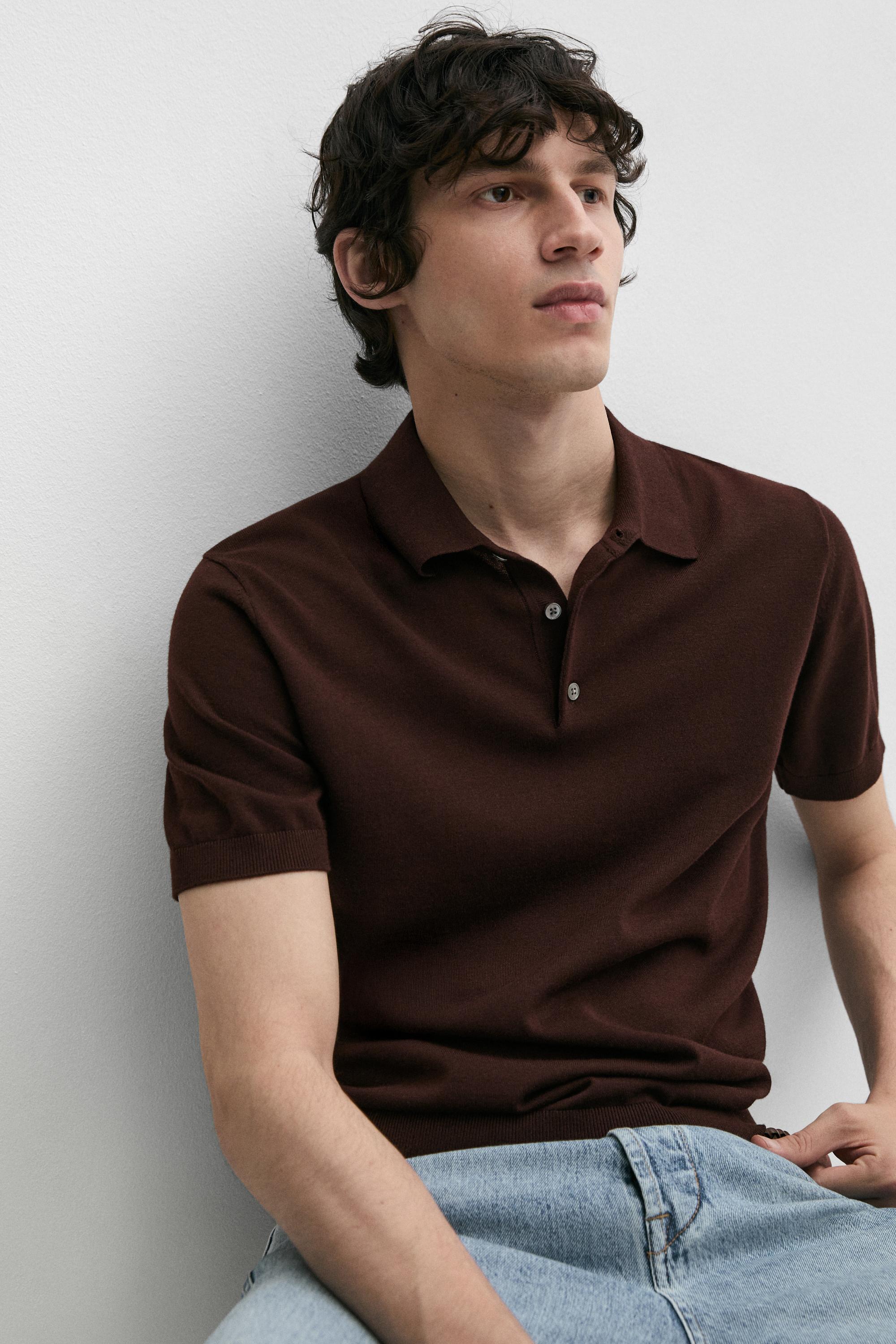 100% cotton knit polo shirt — BURGUNDY