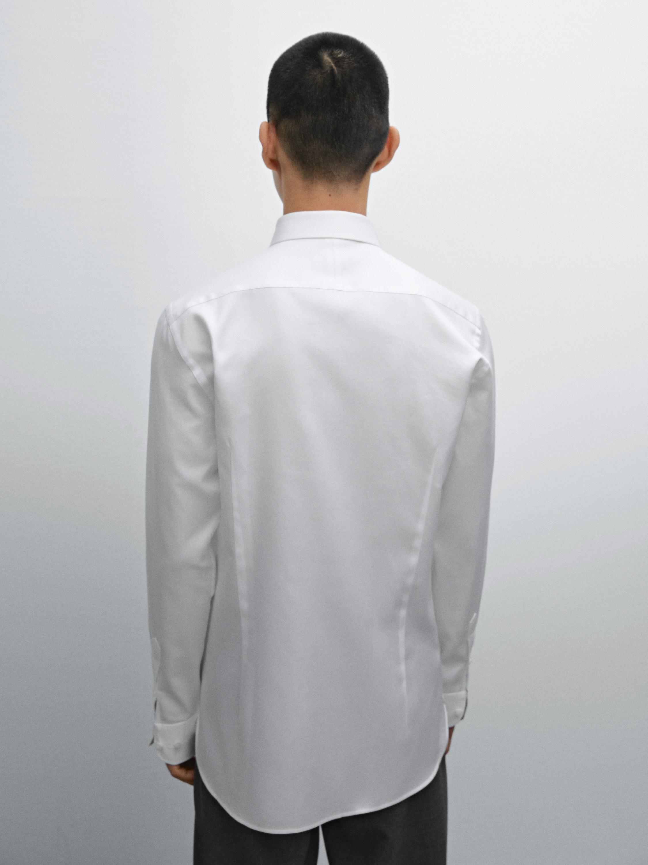 Slim fit 100% cotton twill shirt — WHITE