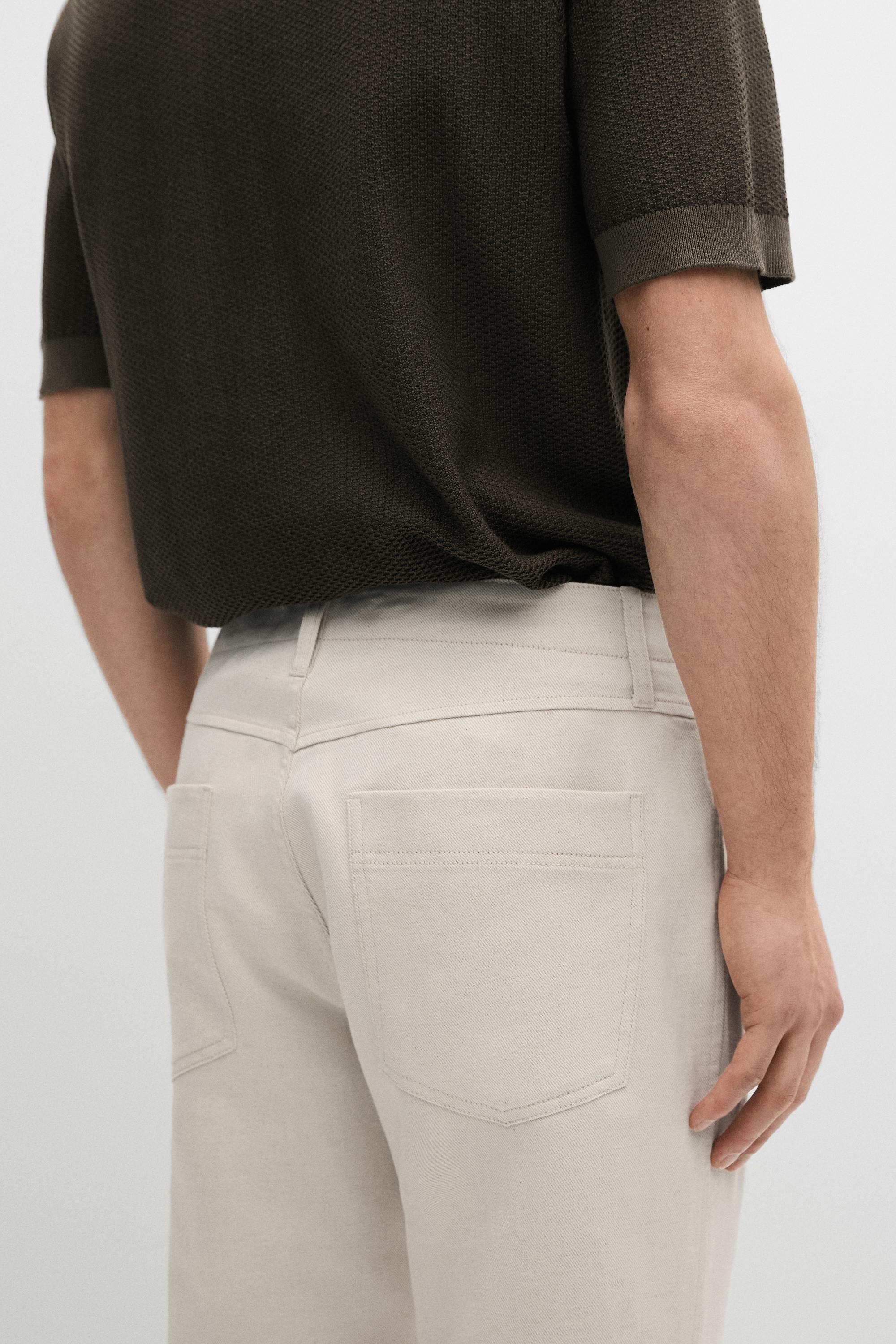 Cotton and linen tapered fit jeans — CREAM