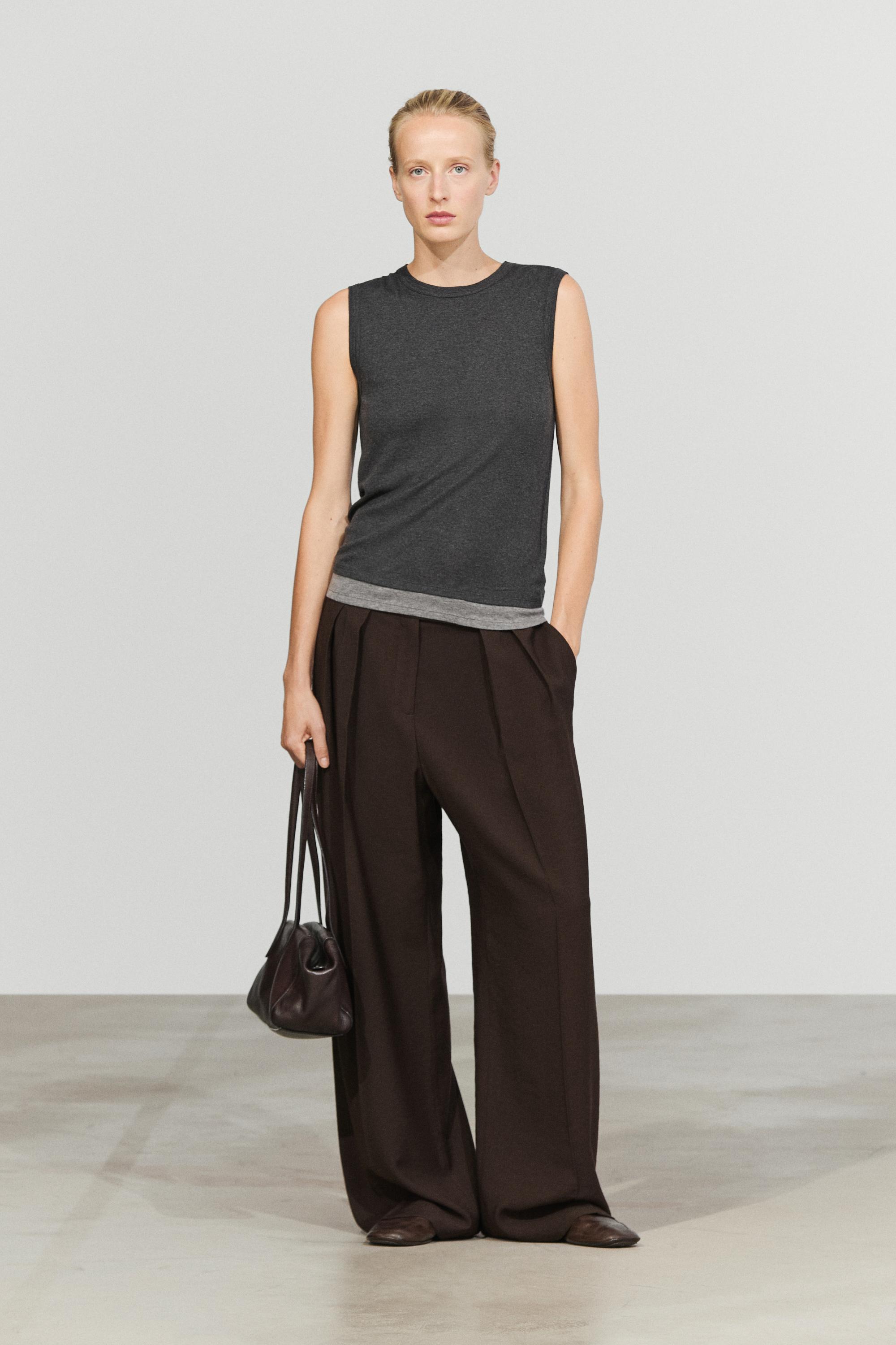 Wool blend double-layer T-shirt — DARK GREY
