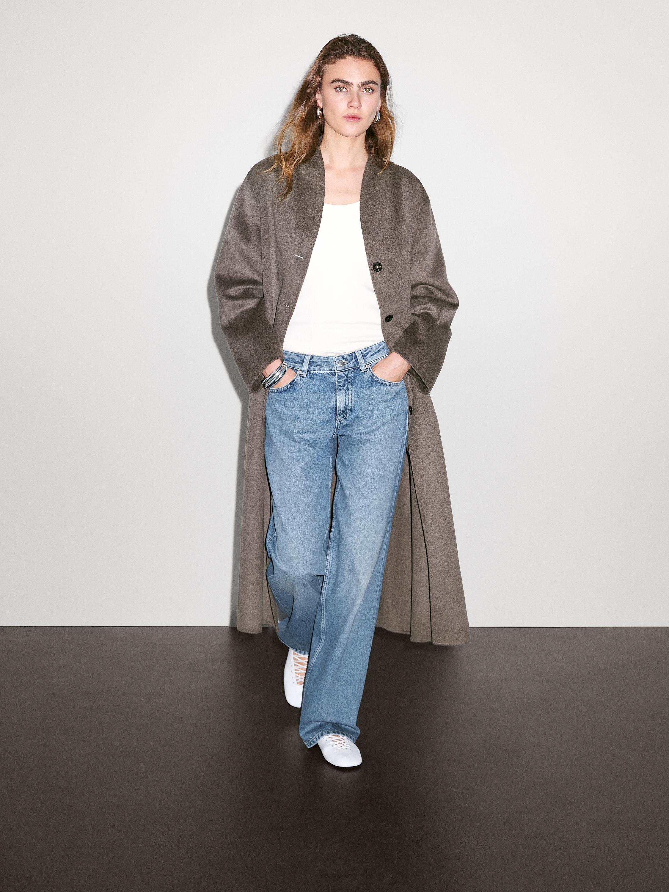 Wool blend high neck coat