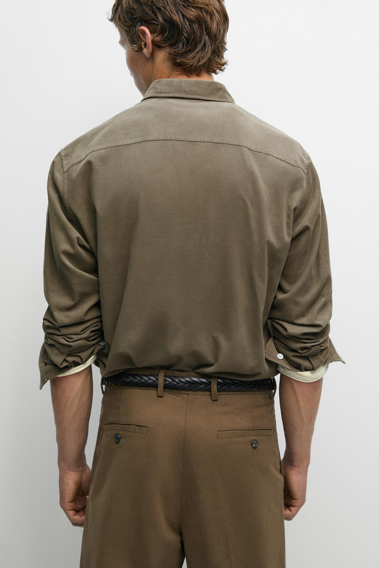 Regular fit needlecord shirt — GREEN