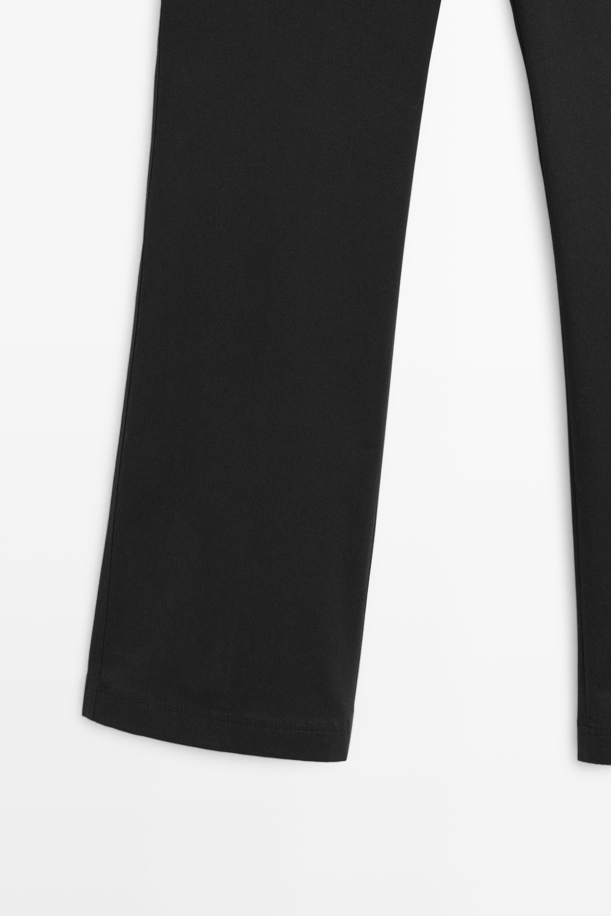 Cotton blend kick flare pants — BLACK