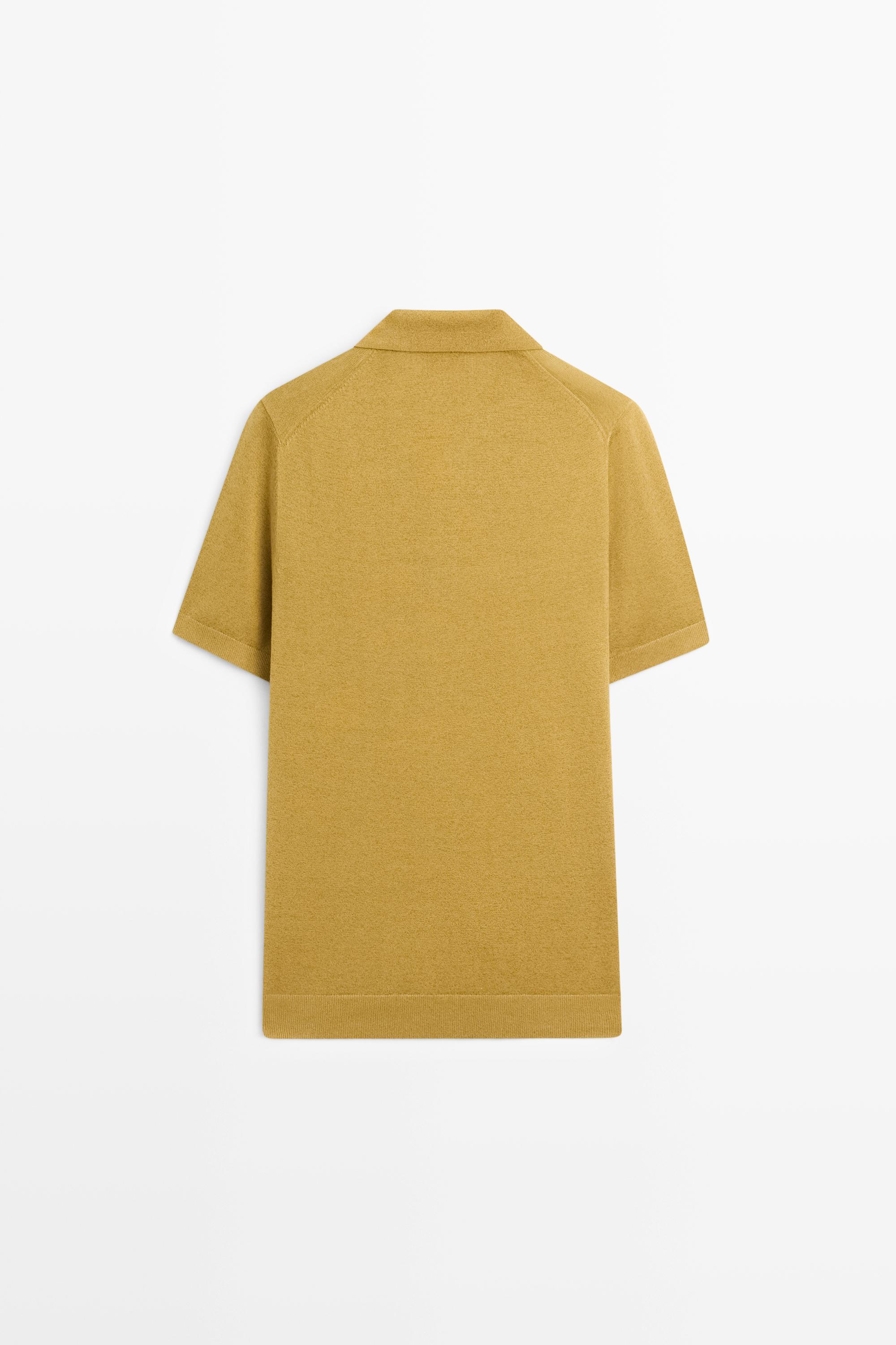 Short sleeve cotton and linen knit polo shirt — OIL